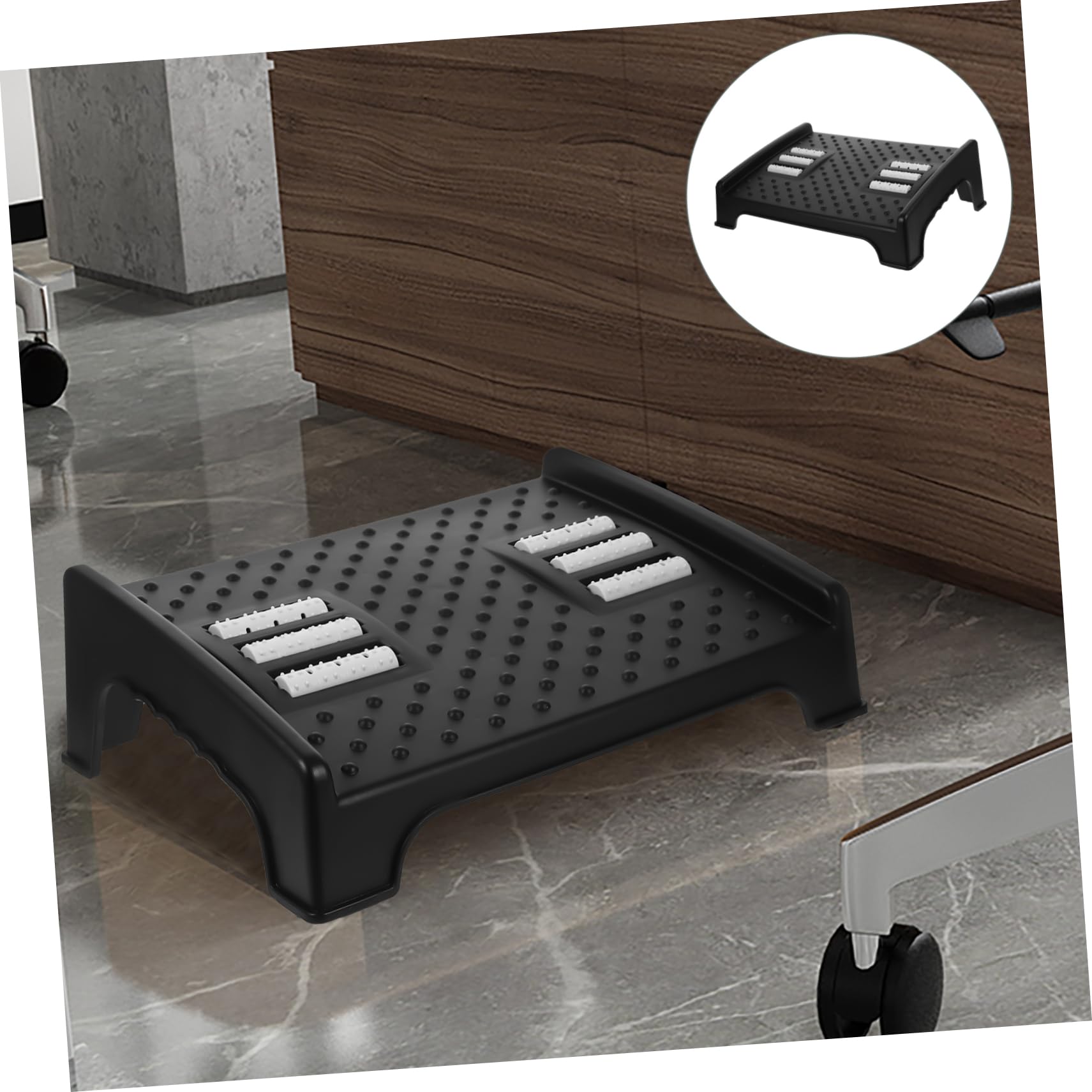 DOITOOL Poggiapiedi Ergonomico Supporto Stabile per Postura Seduta Corretta Nero in Plastica e Design Antiscivolo per Ufficio Sotto Scrivania
