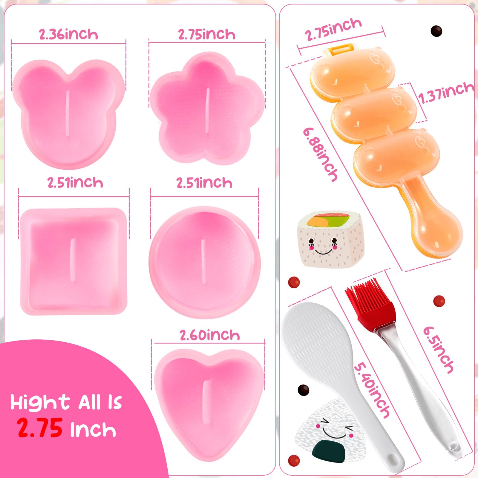 Moule à Onigiri Triangle - 2 Pièces En PP Alimentaire Rose Et Blanc