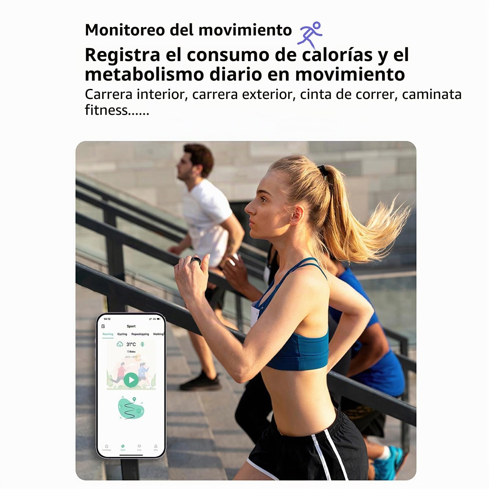 Smart Ring Health Tracker, Monitor de Calidad del Sueño, Anillo de Conteo de Pasos de Fitness con Estuche de Carga, Control Remoto para Selfies de Teléfono, IP68 a Prueba de Agua