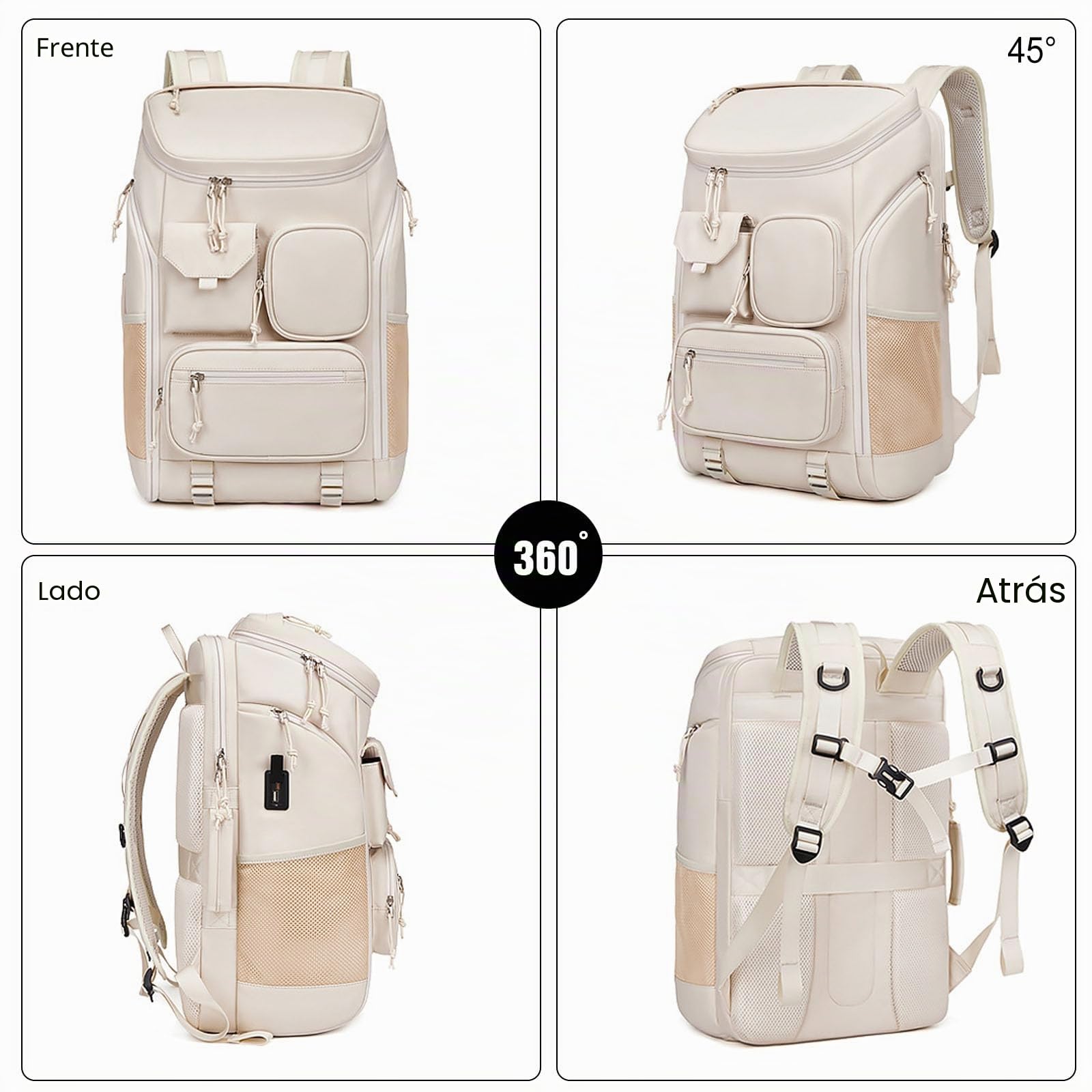 FANDARE Mujer Laptop Mochilas Tipo Casual Bolsa de Equipaje de Mano para avión Hombre Mochila Viaje Ryanair Bolsa Bolso de Mano Mochila de Viaje Gran Capacidad Bolsos Negocio Trabajo Mochila Negro