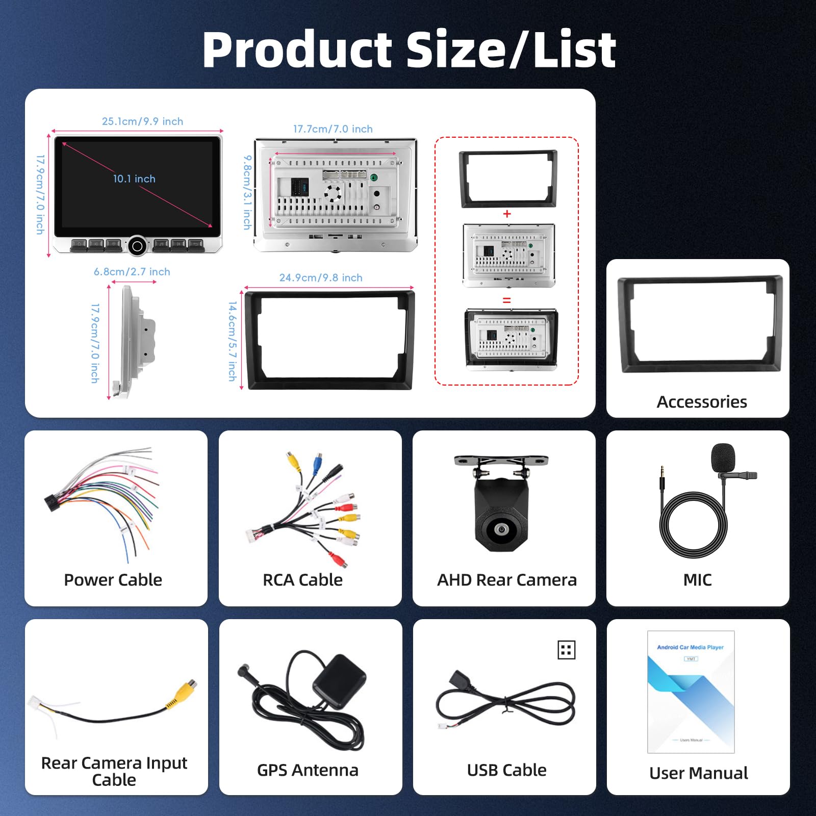 4G+64G CarPlay 2 Din Autoradio con Navigazione GPS, 10,1 Pollici Android Auto Doppia Din Car Stereo, Bluetooth, FM/RDS Radio, WiFi, Assistente Vocale, Schermo Diviso +Backup Telecamera