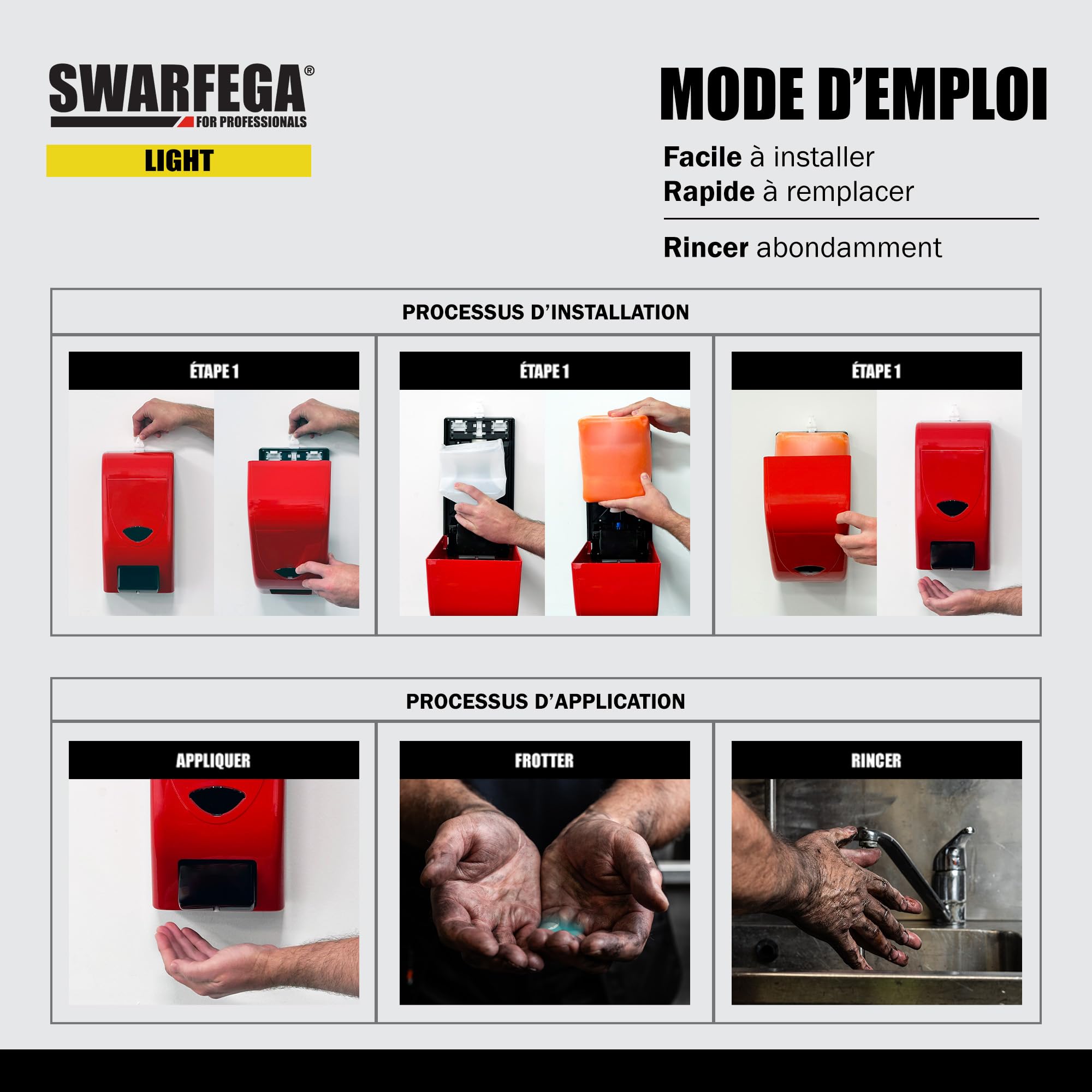 Swarfega Light – Nettoyant Mains, Corps et Cheveux – Recharge 4 L – Formule Hydratante – Usage Professionnel