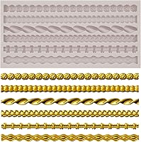 Vista 1 de Moldes de silicona de cuerda trenzada, moldes de silicona para bordes de pastel de perlas, patrón de espiral ondulada, cuerda de cáñamo, moldes