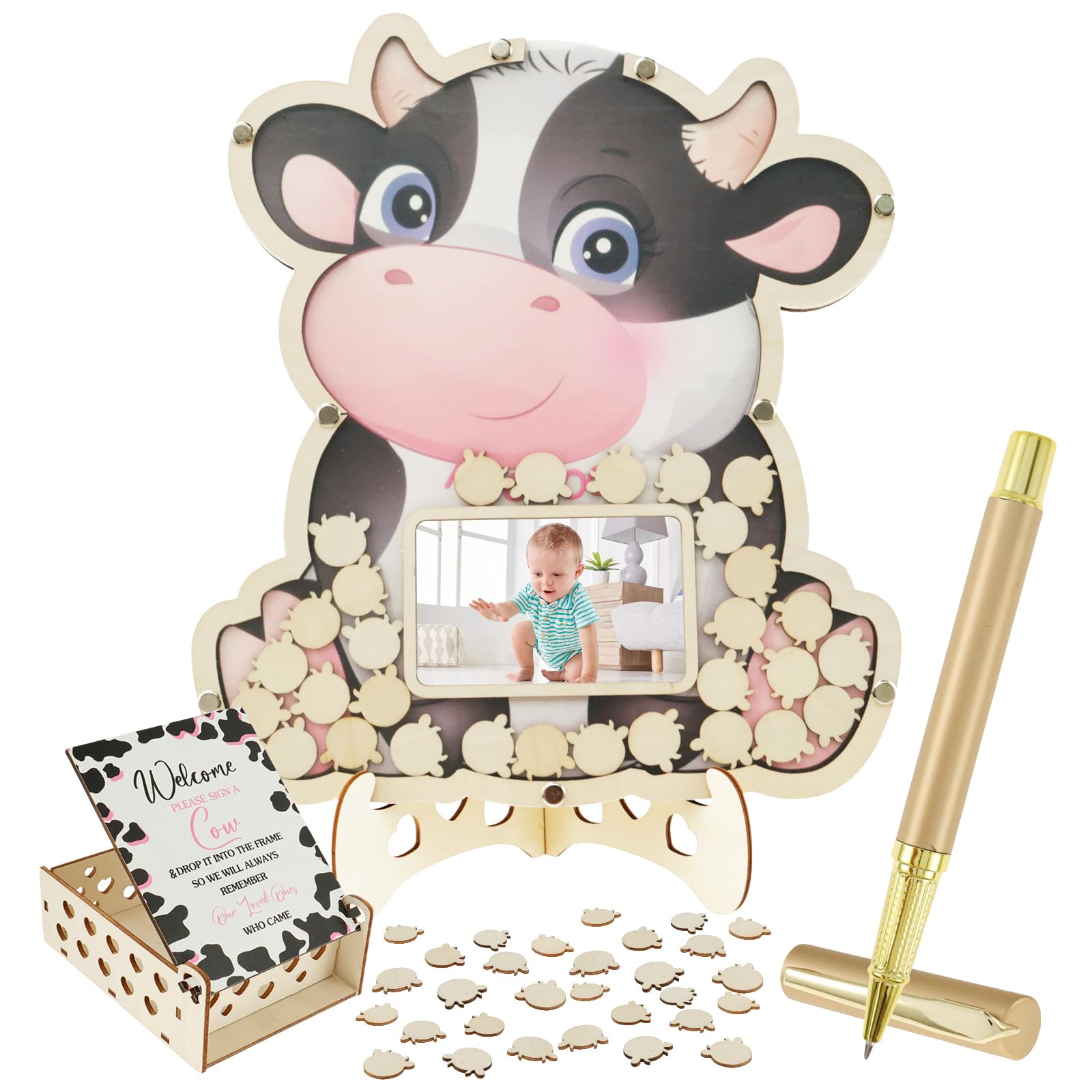 Księga gości na baby shower zestaw alternatywnych książek gości na baby shower z ramką na zdjęcia drewniane dekoracje baby shower baby shower znak książka na urodziny