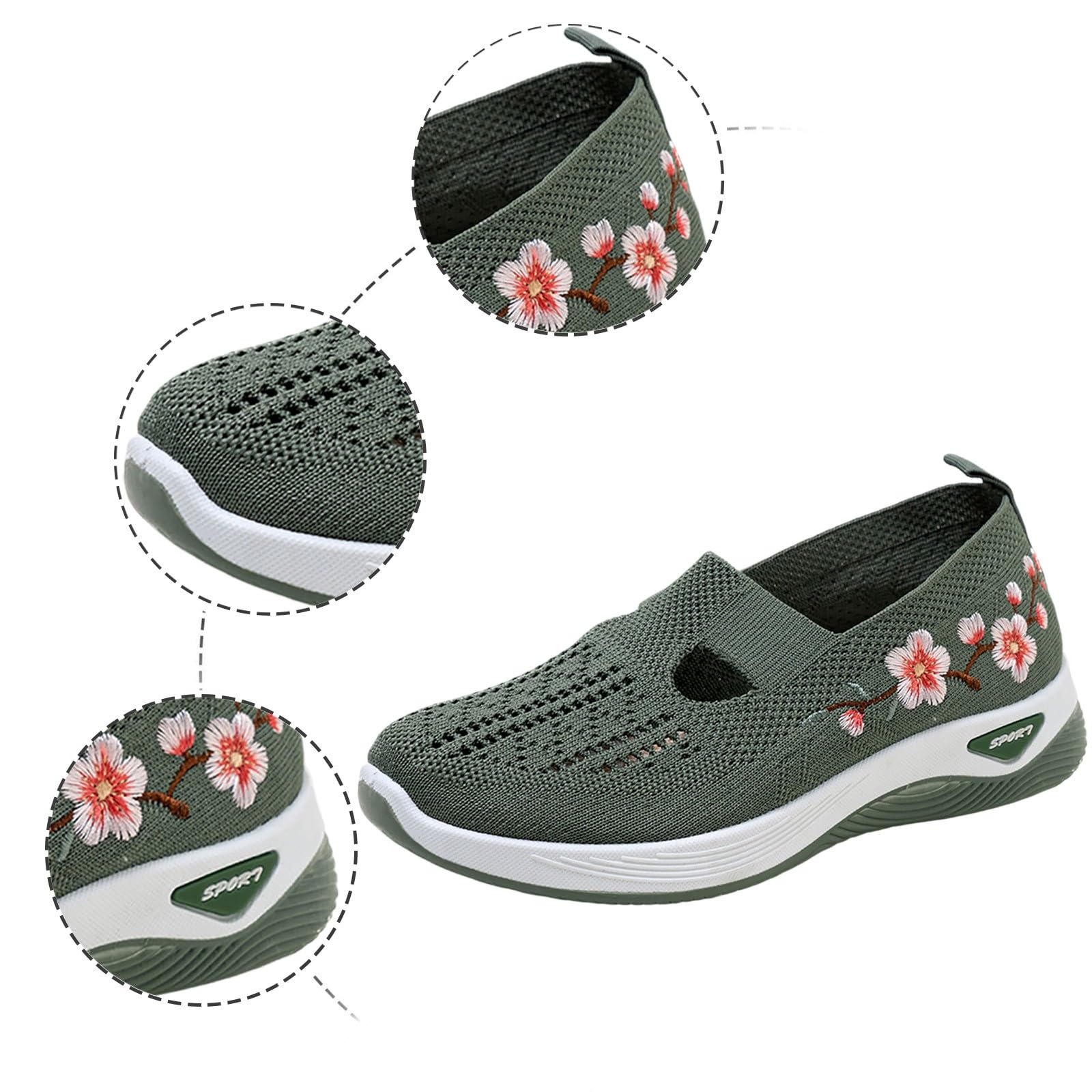 Scarpe Ortopediche Donna Estive Senza Lacci Scarpe Slip On da Corsa Camminare Comode Ginnastica Morbida Sneakers Traspiranti Leggere Antiscivolo Sneakers Diabetici Pianta Larga Sanitarie Outdoor Sport