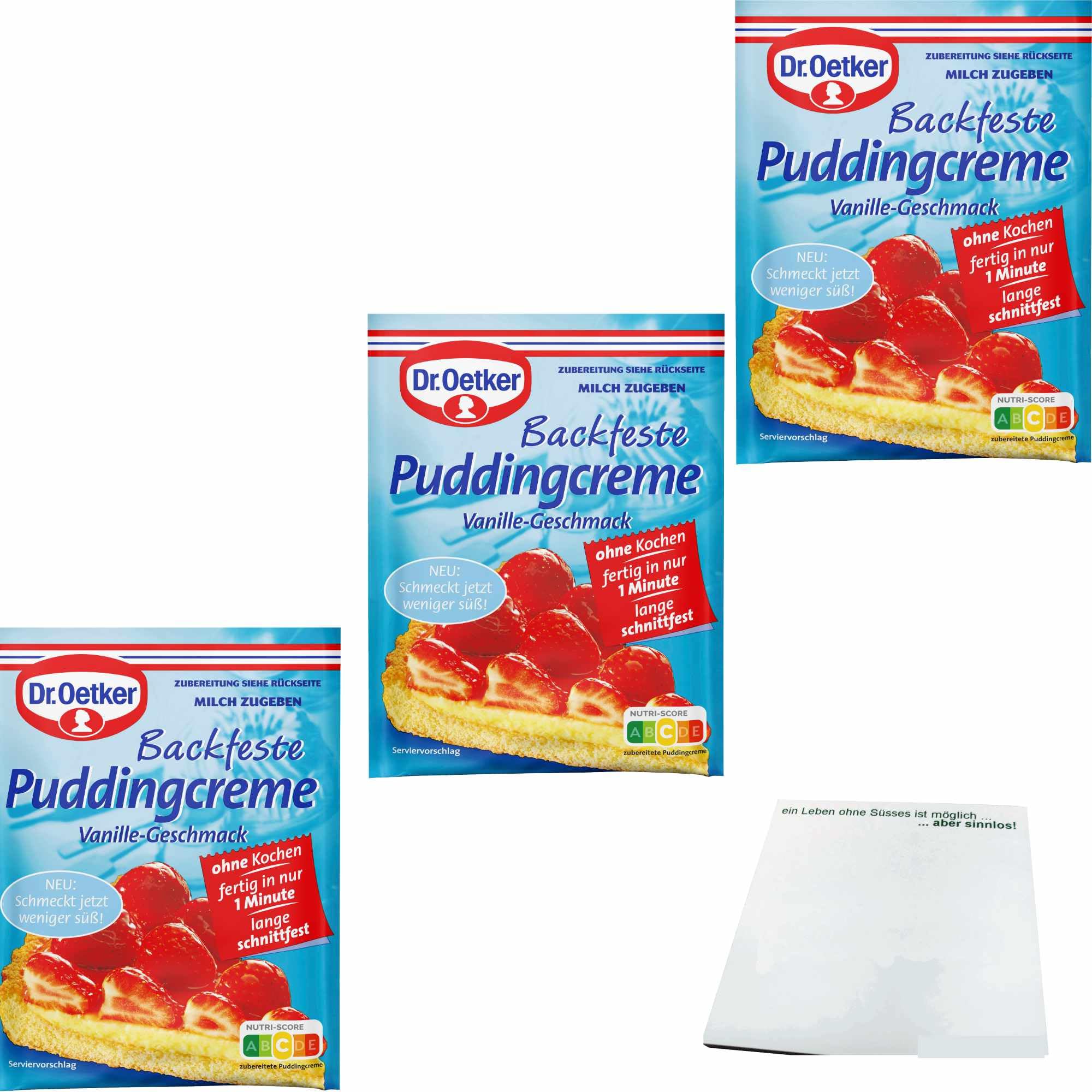 Dr. Oetker Backfeste Puddingcreme Vanille 3er Pack – 3x40 g