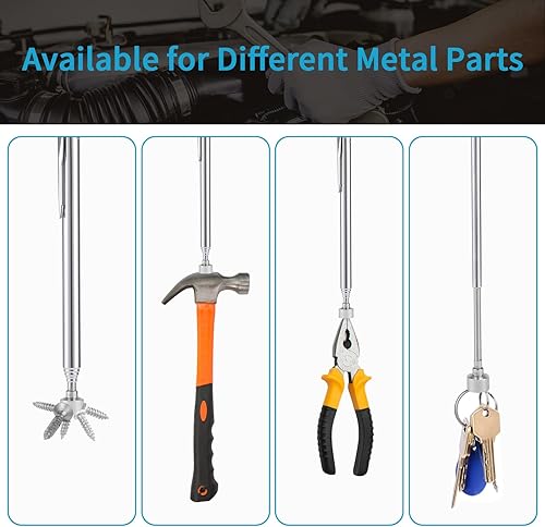 Miniatura 5 de Juego de herramientas de recogida magnética flexible de 2 piezas, 5 libras, recogida de extensión flexible de resorte de 23.6 pulgadas, con diseño