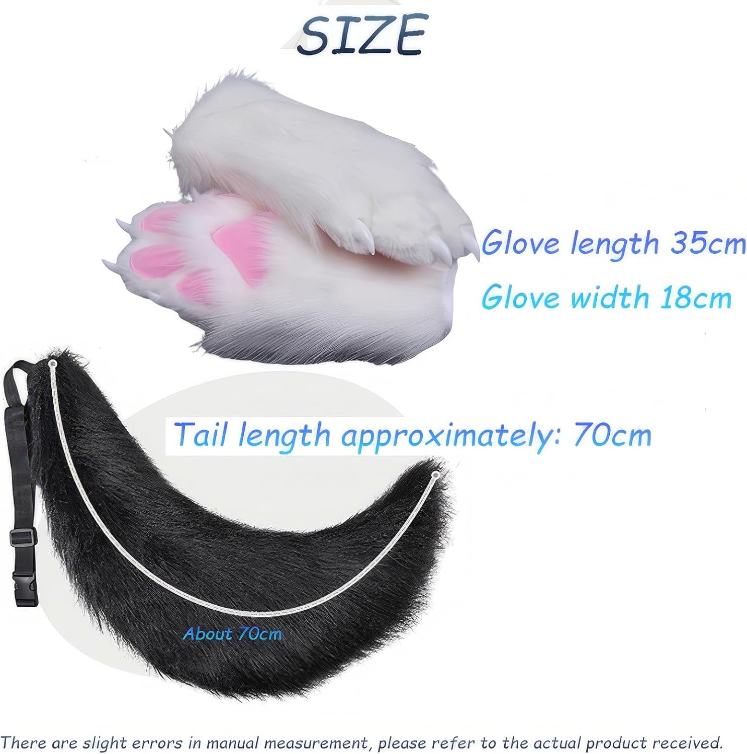 Fursuit Kig Animal Mask,Furry Hood With Tail Plush Gloves,Party Disguise Wearable Animal Hood