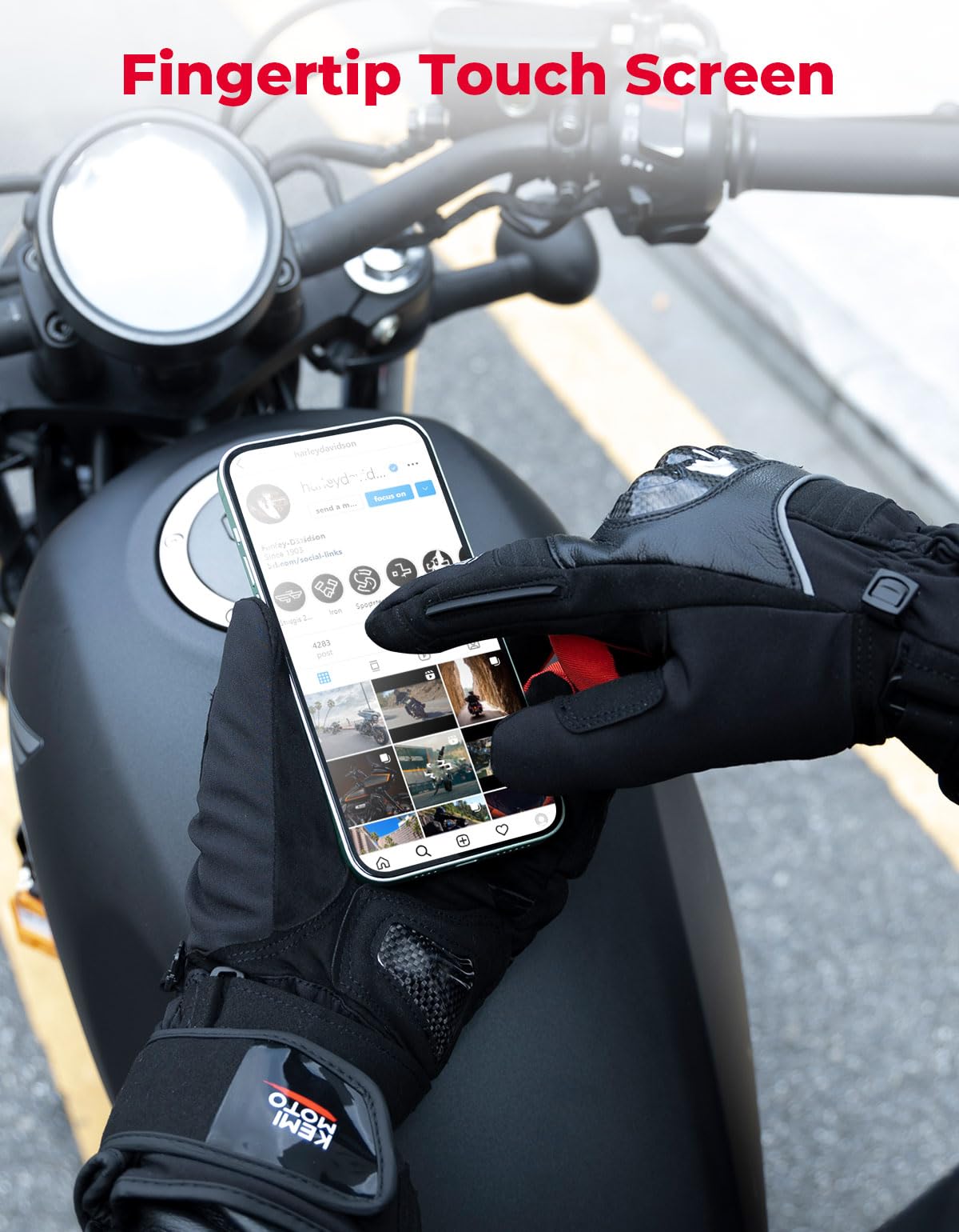 KEMIMOTO Zimowe rękawice motocyklowe, wodoodporne i wiatroszczelne, odporne na zużycie rękawice z powłoką z włókna węglowego, do jazdy na motocyklu, nartach
