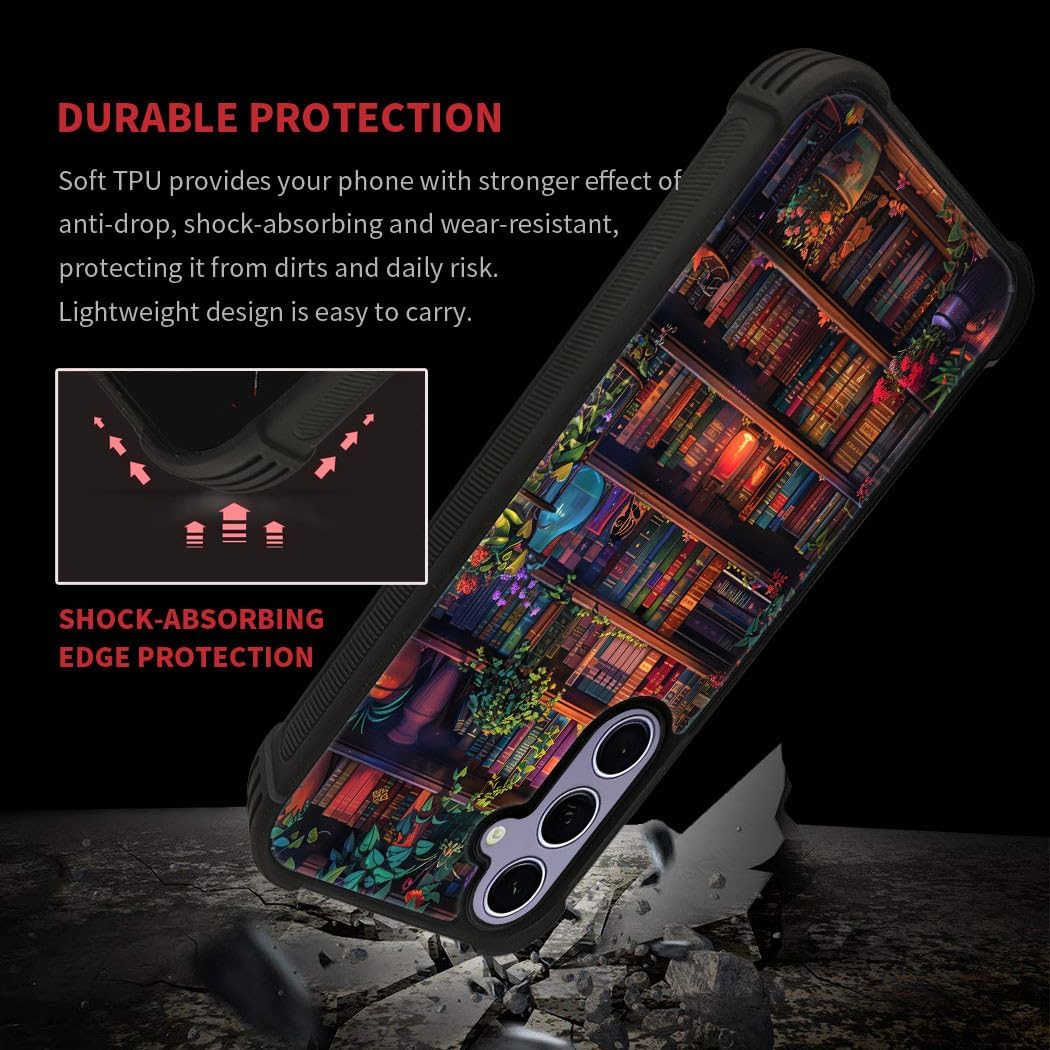 CARLOCA Case for Samsung Galaxy S21,Colorful Book Wall Flowers Galaxy S21 for Men Woman Boy Girl,Anti-Scratch Soft TPU Design Shockproof Unique Pattern Design image 3