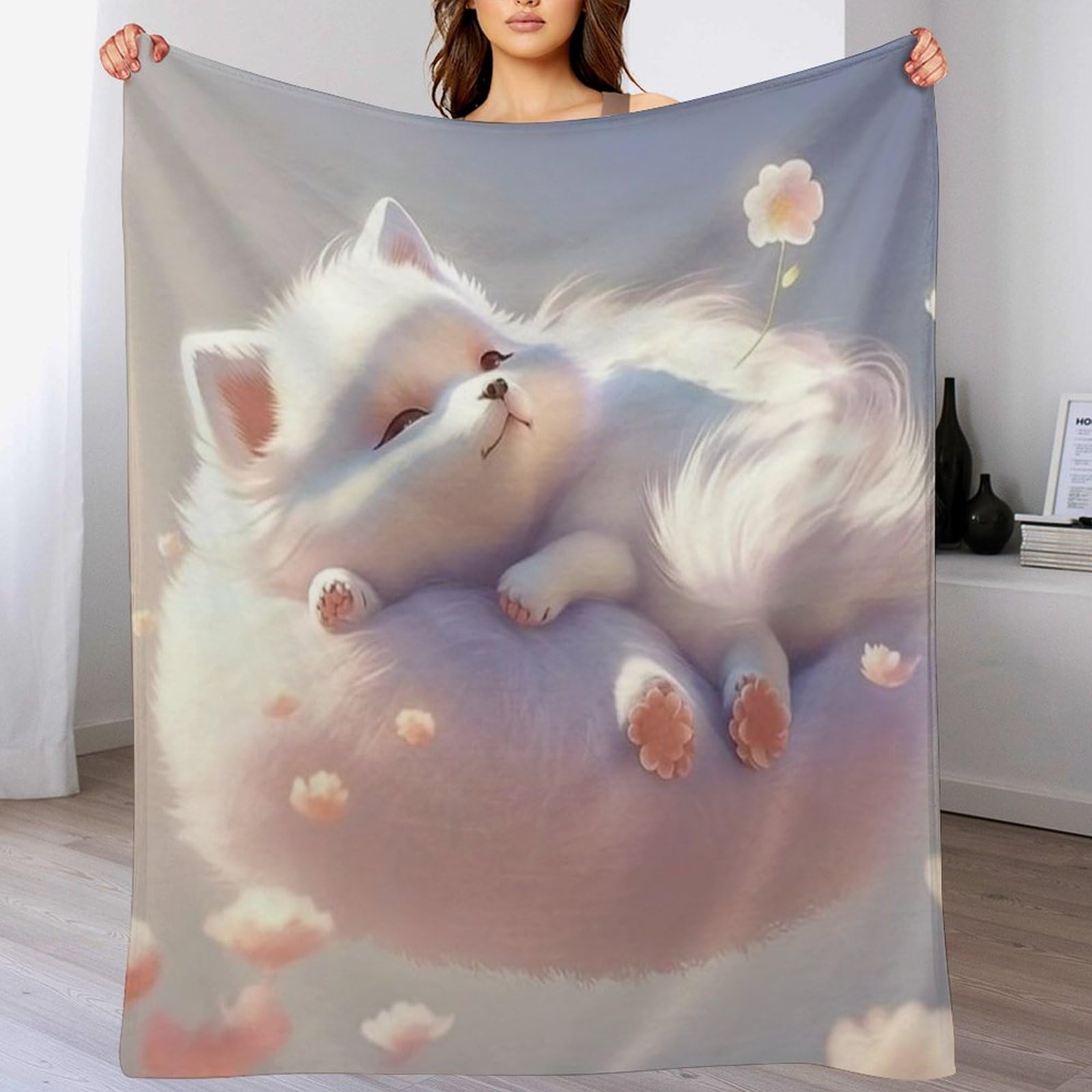Couverture super douce et moelleuse renard 3D plaid lit lavable machine