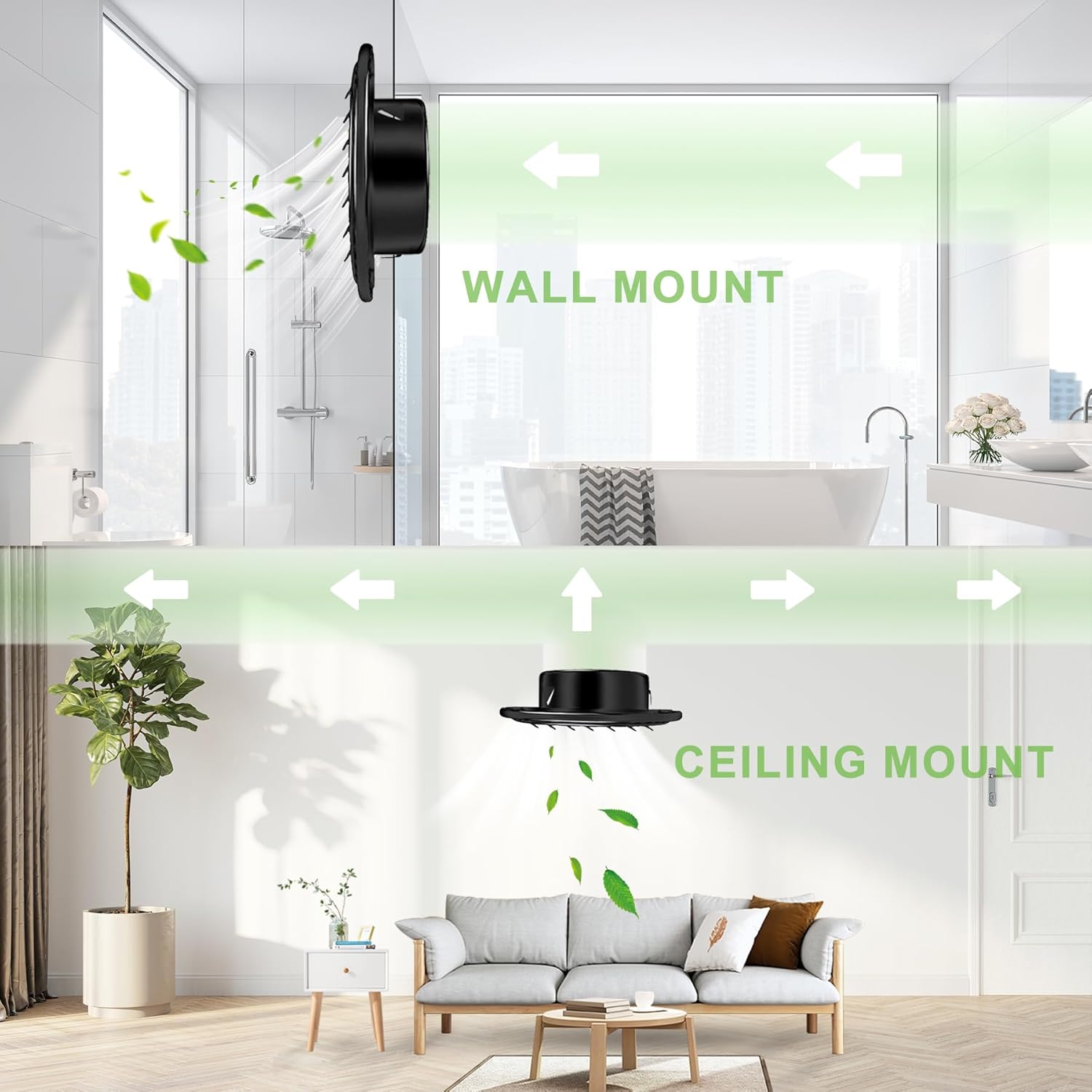 Round Soffit Vent 6 Inch, FocuVenHom Black Stainless Steel Wall Vent Grille Air Vent Cover with Built-in Fine Mesh for Garage, Apartment (150mm - 2PCS)