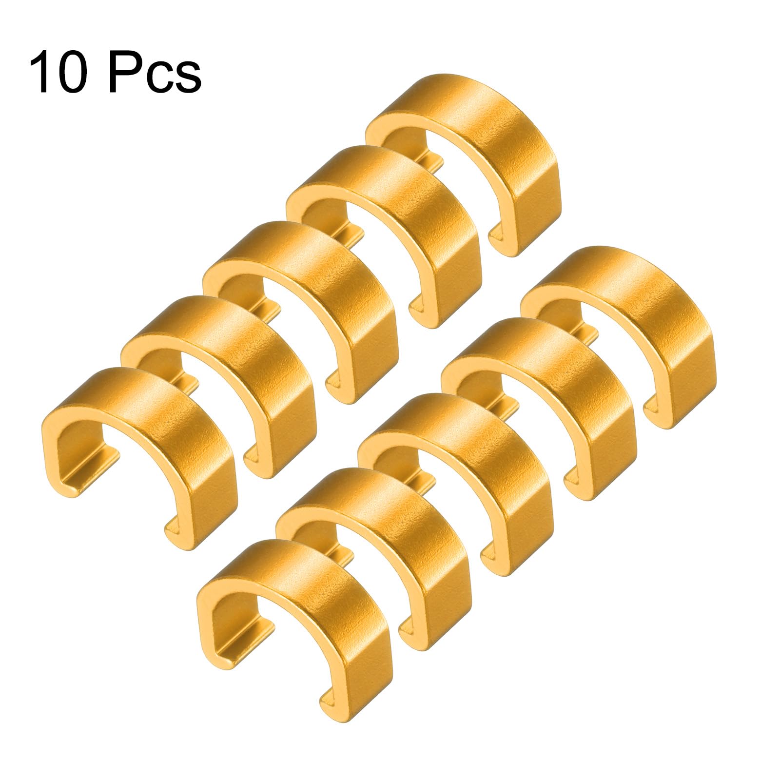 QUARKZMAN 10pcs Molla Cavi Bici Clip a C Lega Alluminio Guaina Guida Cavi U-Clip Freni Deragliatore Shifter per MTB Bici Strada, Oro