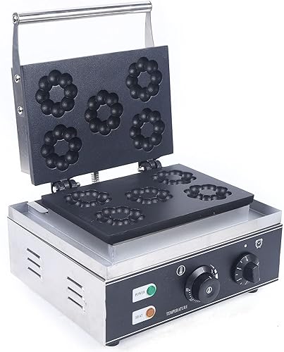 CNCEST Fabricante eléctrico de donuts, máquina de donas comercial de 5 agujeros, máquina de donas eléctrica de 1500 W, apta para panaderías,