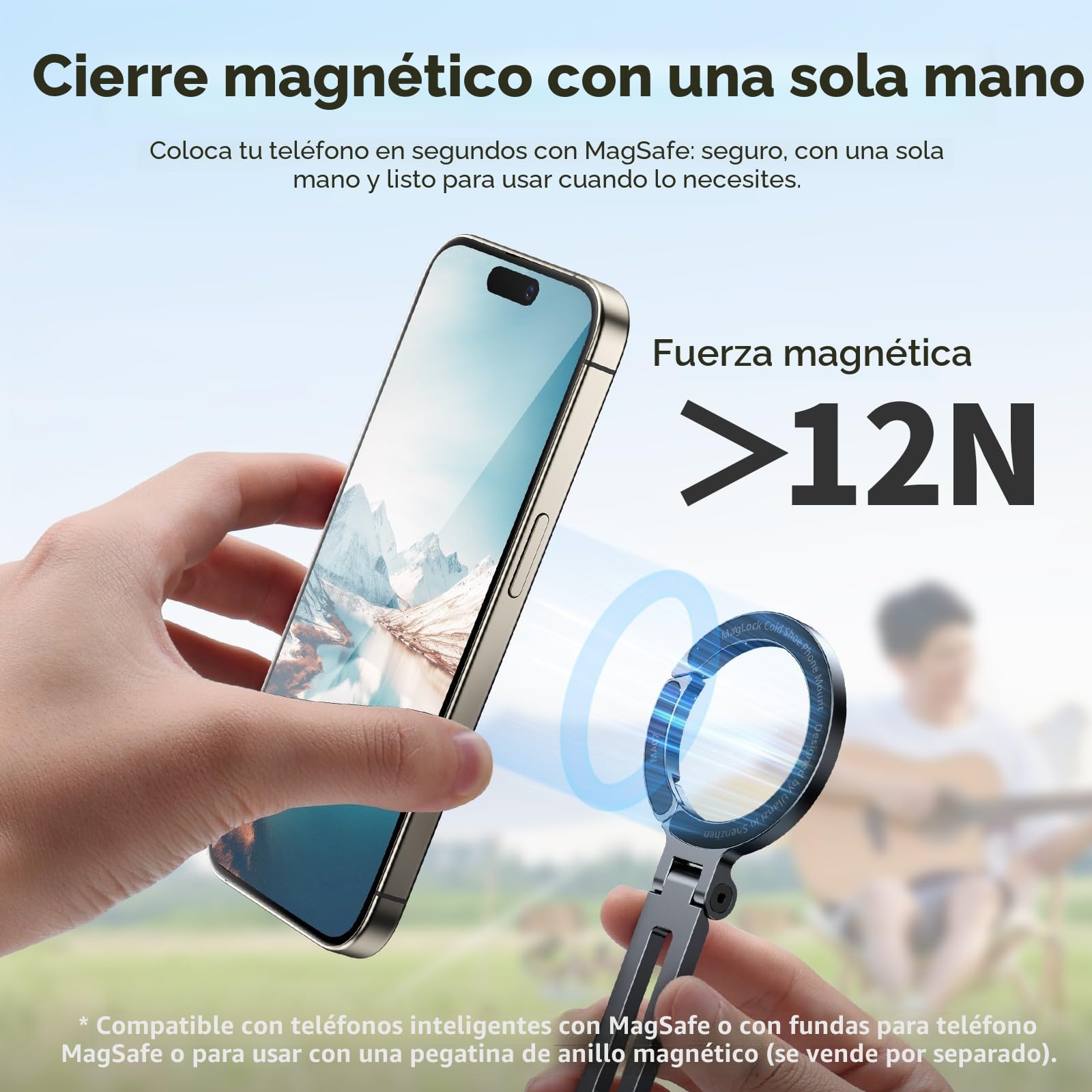 ULANZI MA07 Soporte Magnético para Trípode de Teléfono MagLock con Zapata de 1/4", Adaptador de Aluminio con Ángulo Ajustable Magsafe para iPhone/Android/Cámara/Luz/Trípode