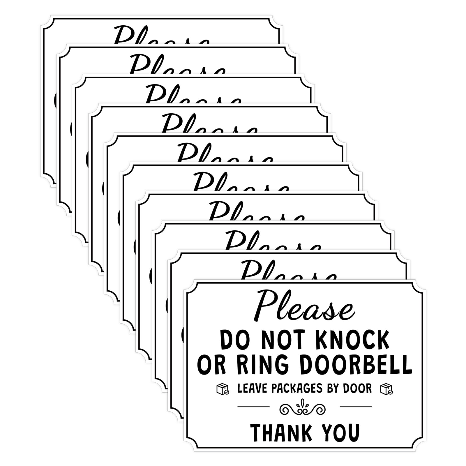 10PCS Do Not Knock or Ring Doorbell Sign Sticker No Soliciting Sign for Front Door Self-Adhesive No Soliciting Sticker for Doorbell Office Home Business Do Not Knock Stickers for Indoor Outdoor
