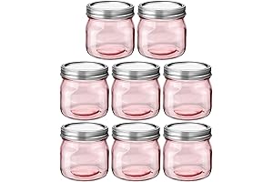 Glass Pink Ball Jars with Airtight Lids (8 Pieces)