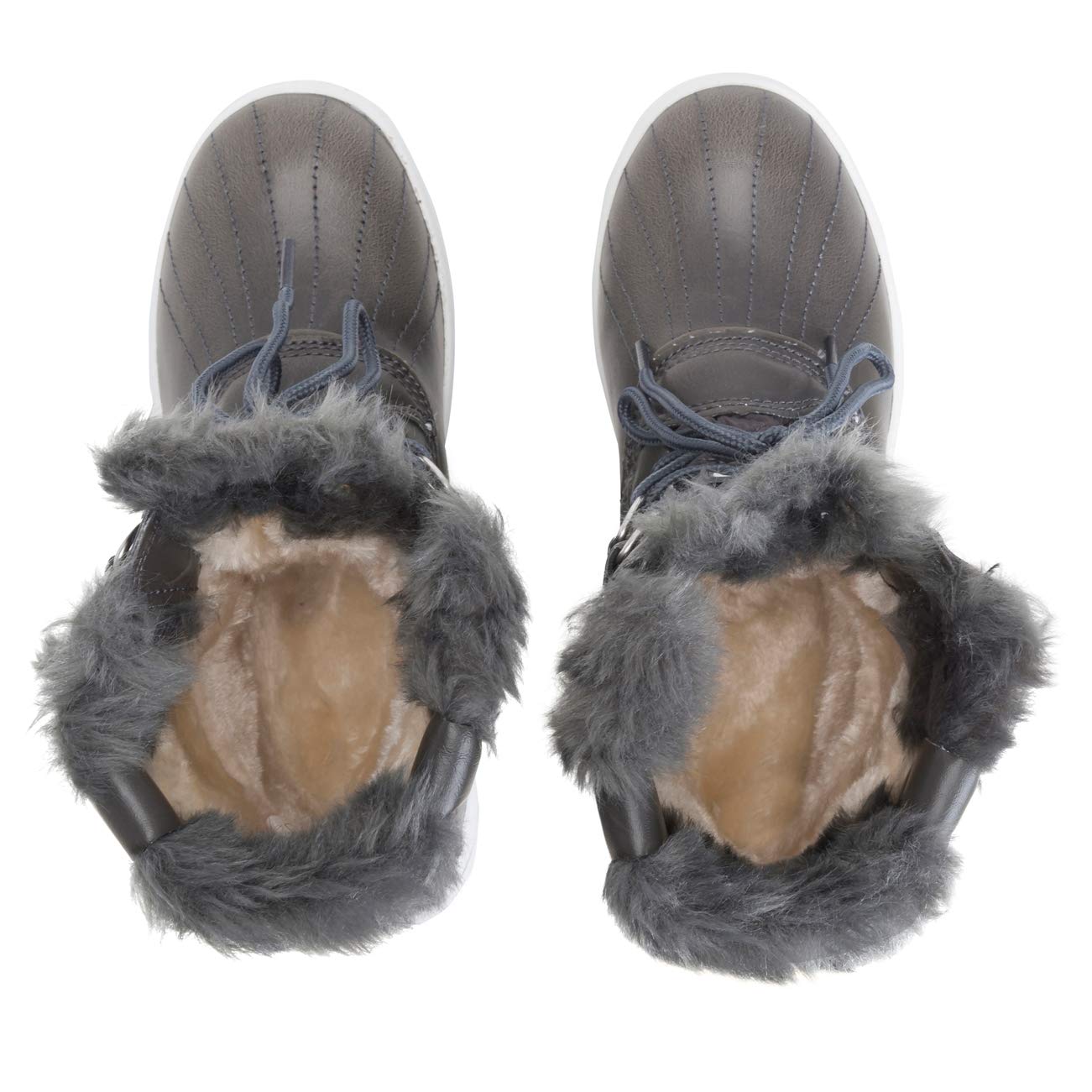 POLAR Womens Snow Boot Nylon Short Winter Snow Rain Warm Waterproof Boots, Grey, 8 UK