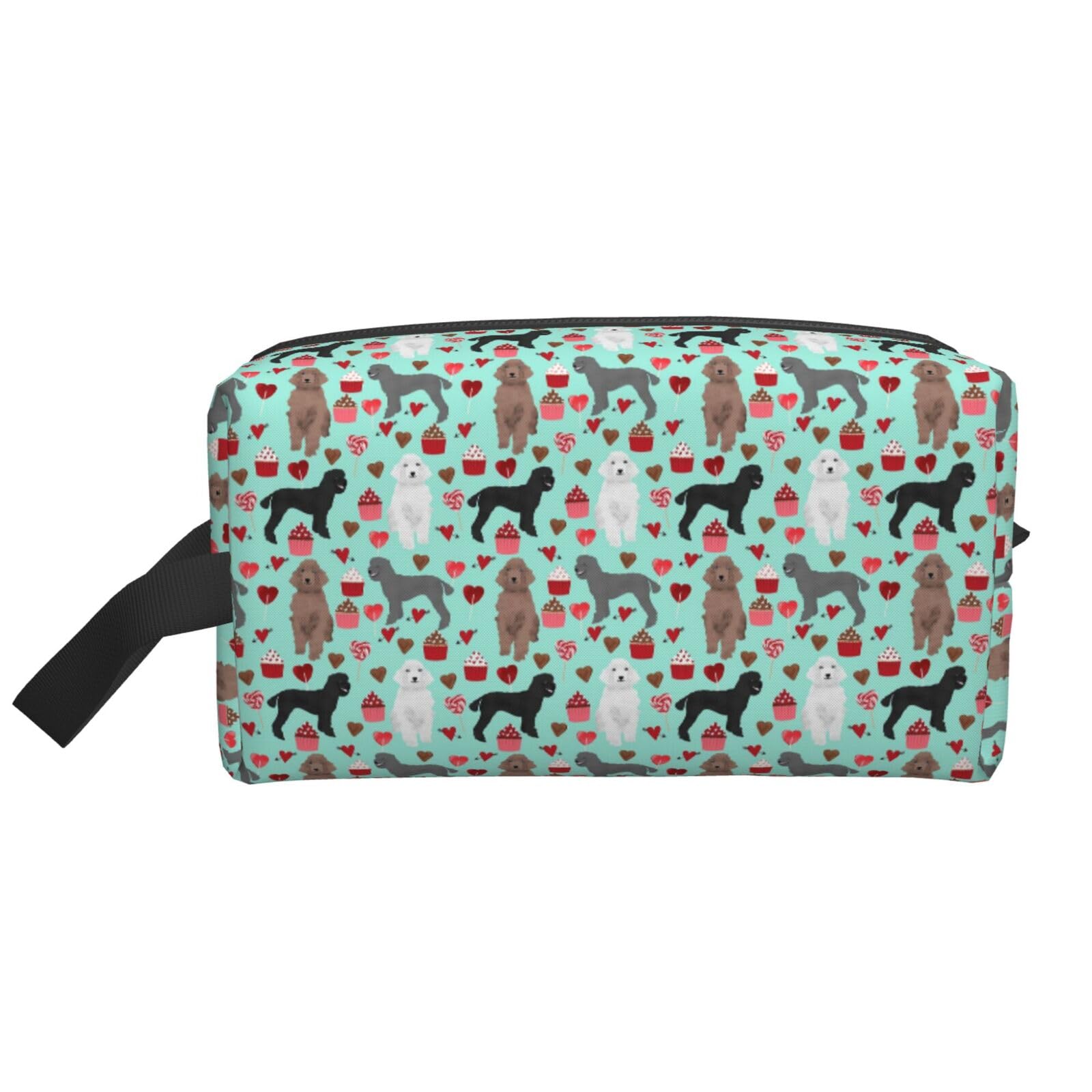 Ercgad Unisex White Poodles Dogs Print Large Capacity Travel Toiletry Bag Cosmetic Pouch Daily Storage Makeup Case