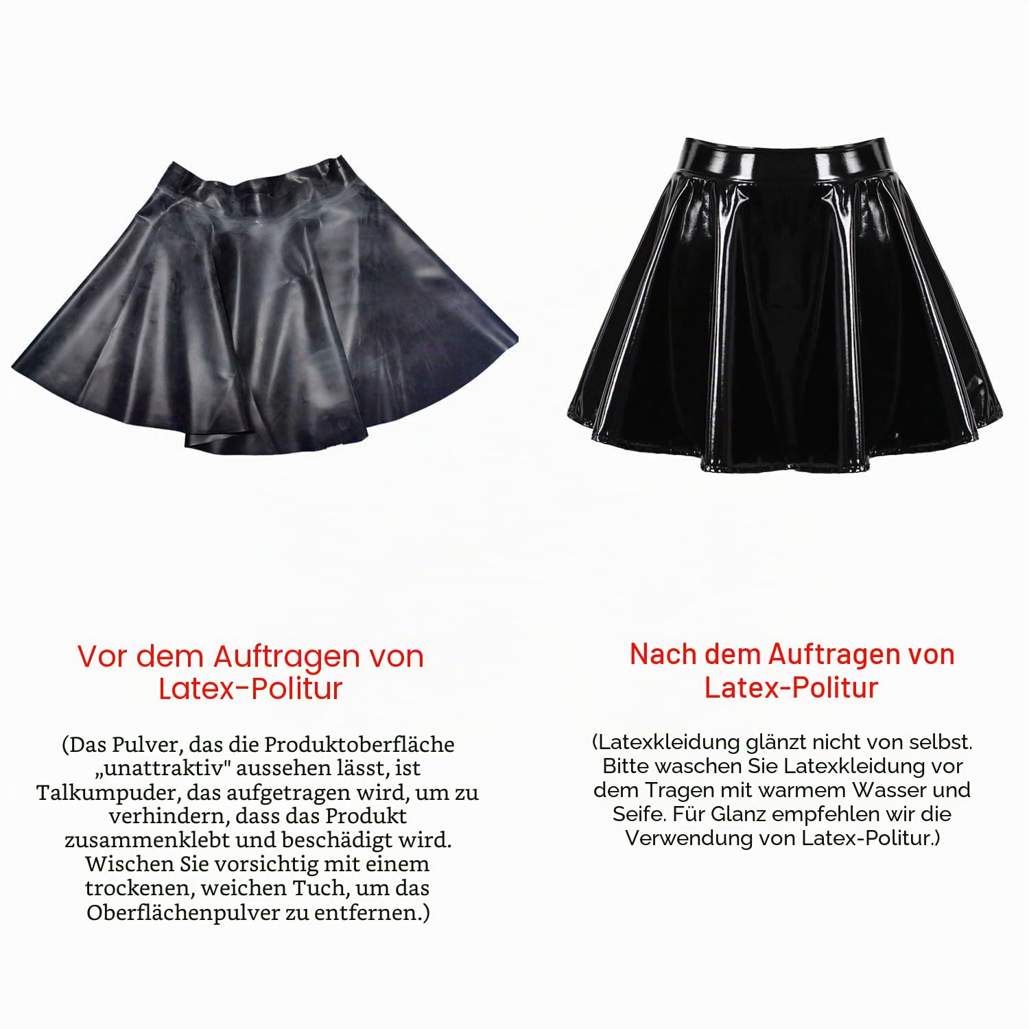 Latex Fashion Falten Rock für Damen,Gummi Hoher Taille Rock Handgefertigte,Latex Rock Party Club Kostüm