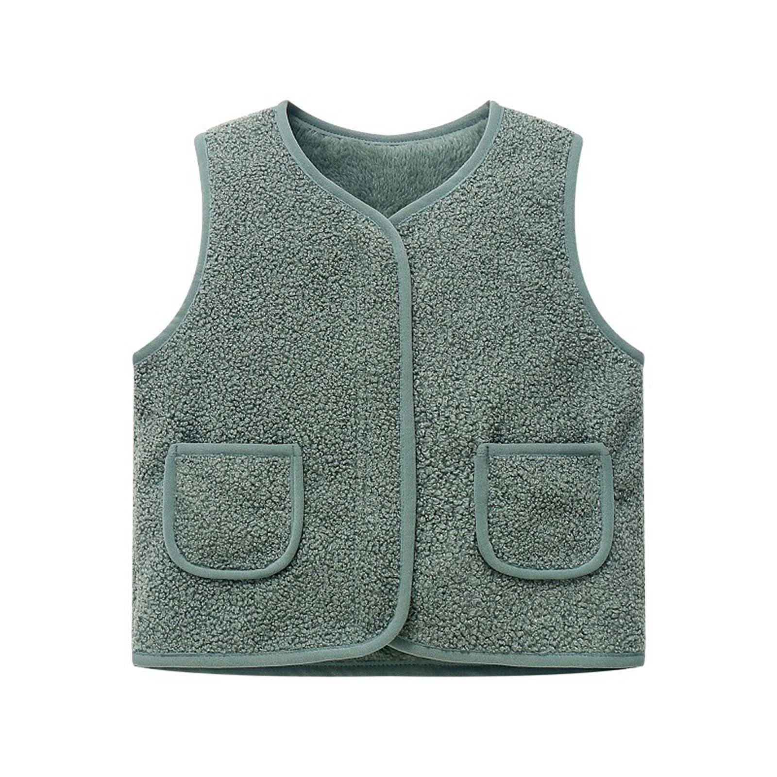 YNRENHNEE Teddy Fleece Weste Kinder, Fleecejacke Ärmellos Mädchen Jungen | Teddyfleece Jacke Locker Weste,V-Ausschnitt,Winterjacke Plüschweste,Fleeceweste,Teddyjacke