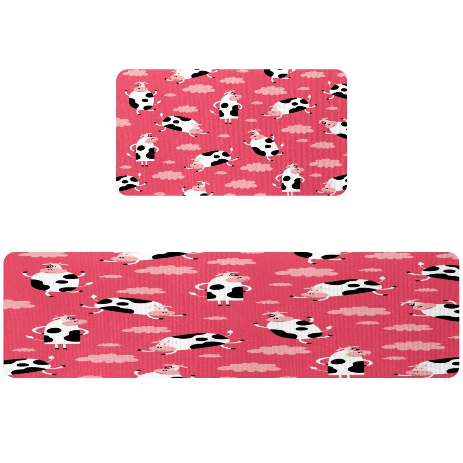 Tapis de cuisine antidérapant lot de 2 design vache pour buanderie