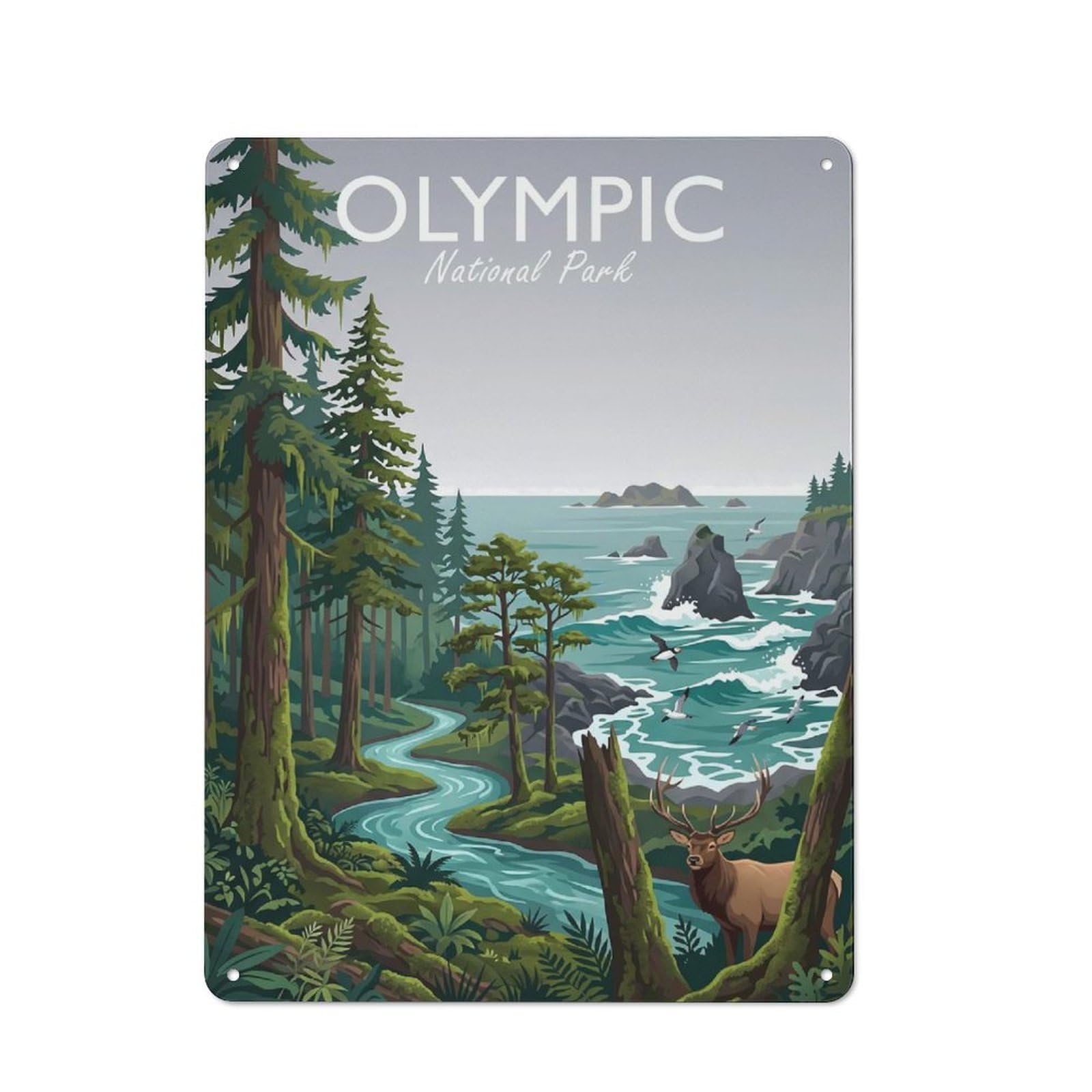 Junmoney Style-9 Olympic National Park (2) Decorative Metal Wall Decor 40X30cm, Metal Gift Sign For Hallway, Home Bar, Garage Or Study