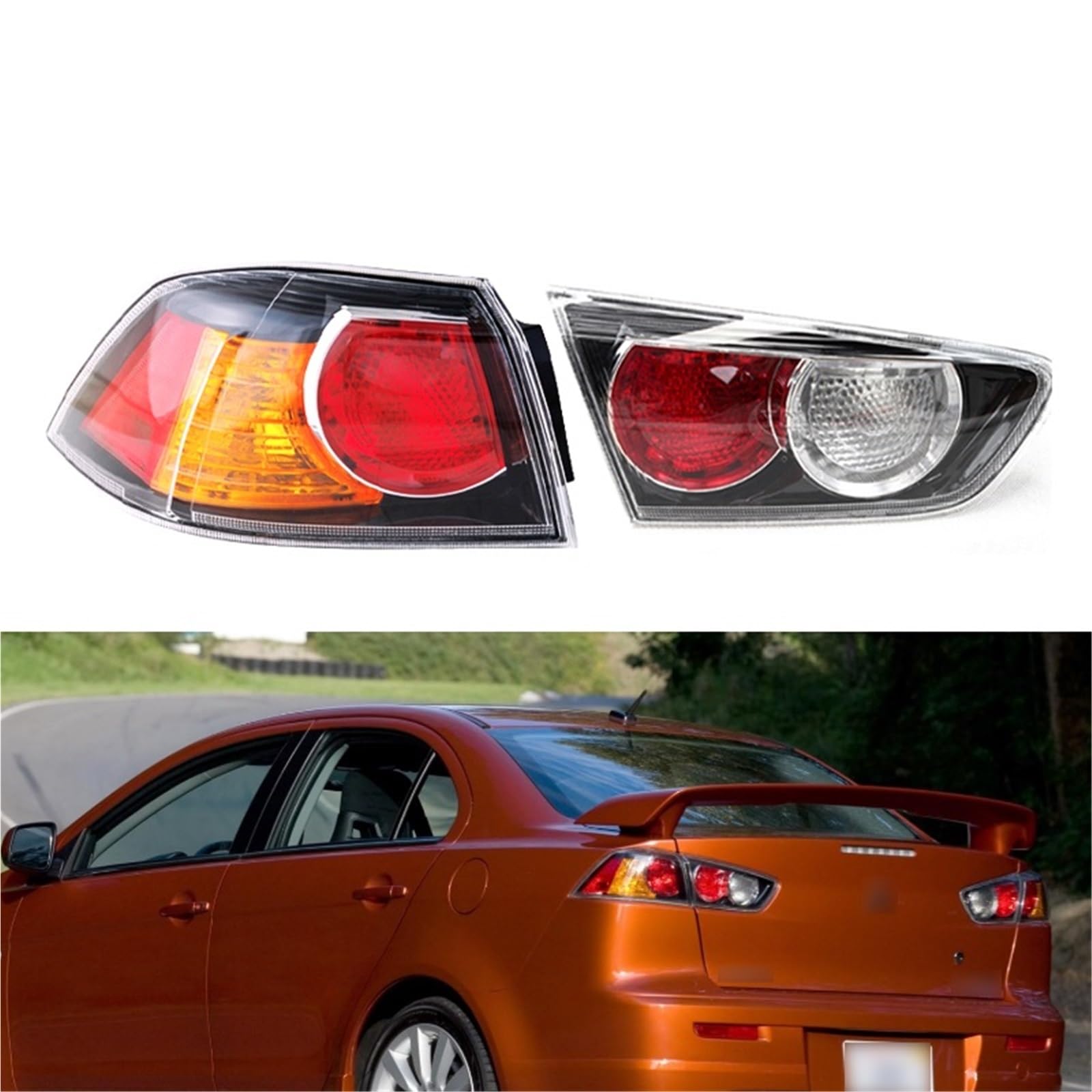 Lampa tylna zespolona Tylne światło samochodu Pasuje do Lancer EX EVO 10 Fortis Gt 2008-2013 Zestaw świateł kierunkowskazów(Outer Left and Right)