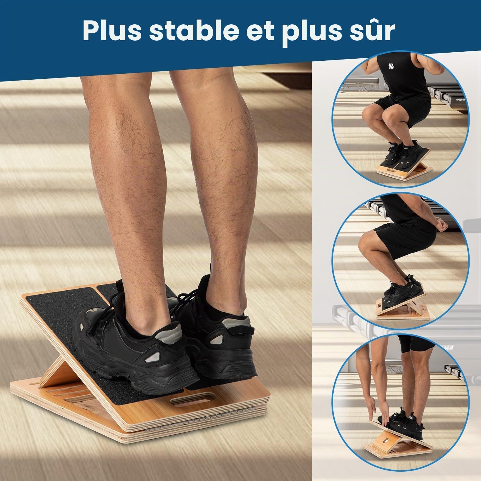 StrongTek Planche inclinée extra large en bois pour étirements et entraînement de flexibilité, 5 angles réglables, 158,8 kg de capacité