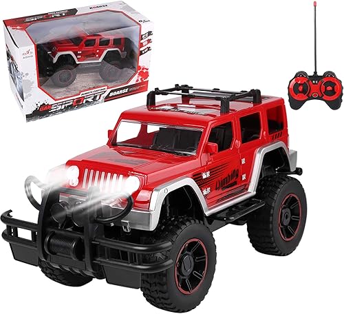 Camión de control remoto todoterreno a escala 112, color rojo atrevido, 4x4, RC, auto de juguete para adultos, niños, niñas, niños