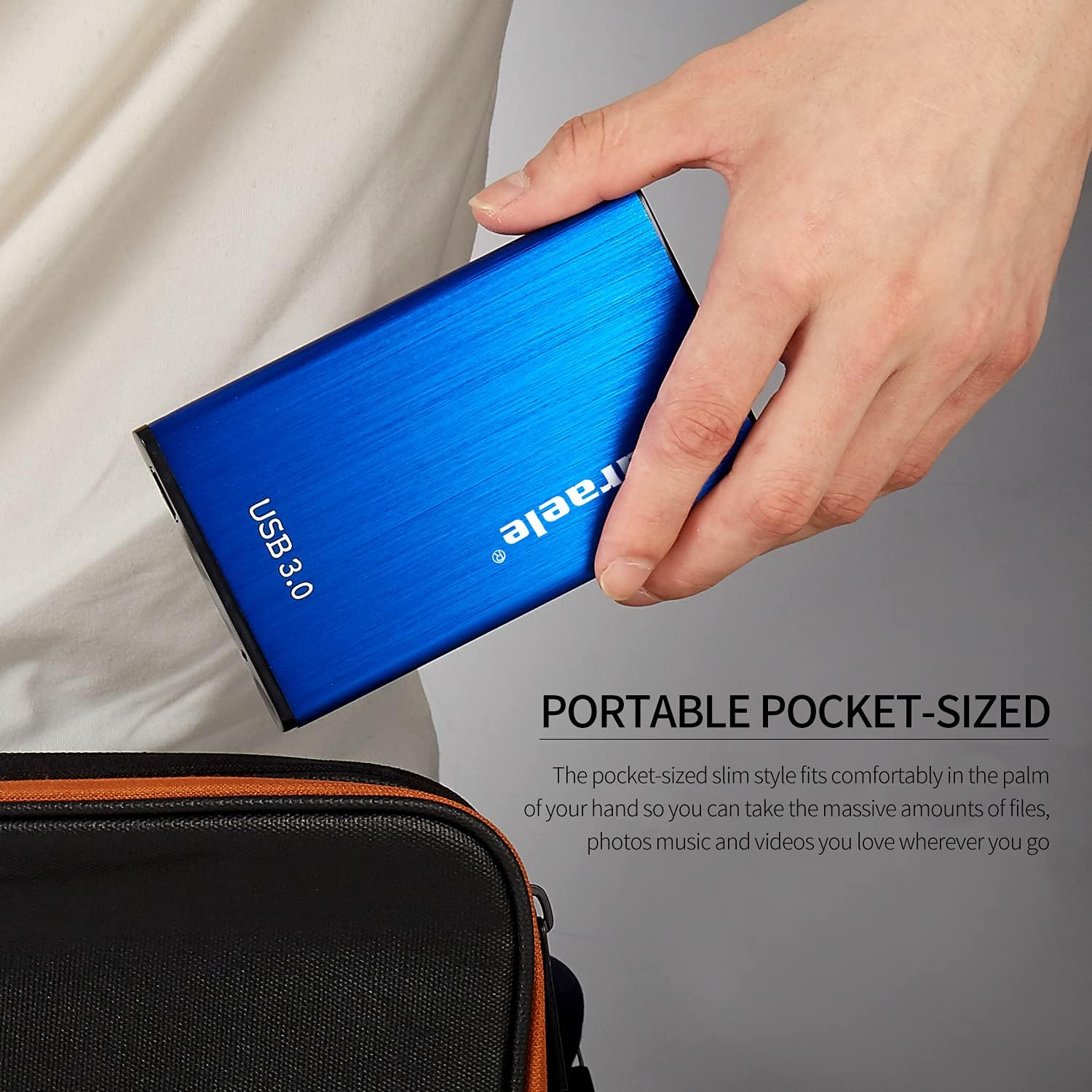 Portable SATA External Hard Drive HDD 2TB 1TB 500GB USB3.0 Ulra-Fast File Transfers for Windows, Mac and Linux (2TB, Blue)