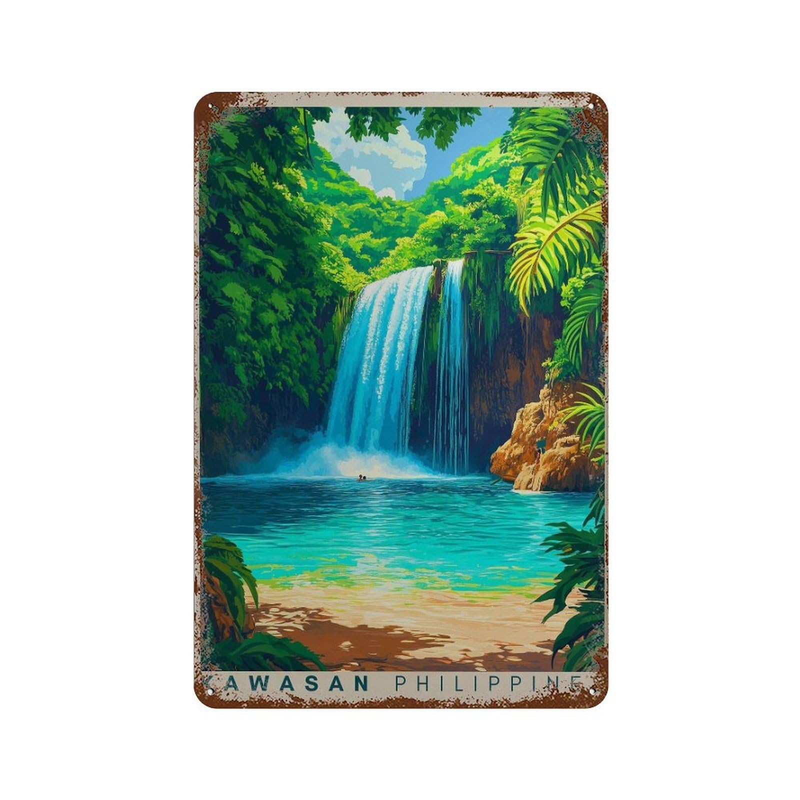 xiaoxiaoshen Kawasan Waterfalls Travel Philippines (2) Wall Decor Art Metal Tin Poster Modern Home Decor Art Home Bar Shop Decorations Vintage Sign 30x20cm