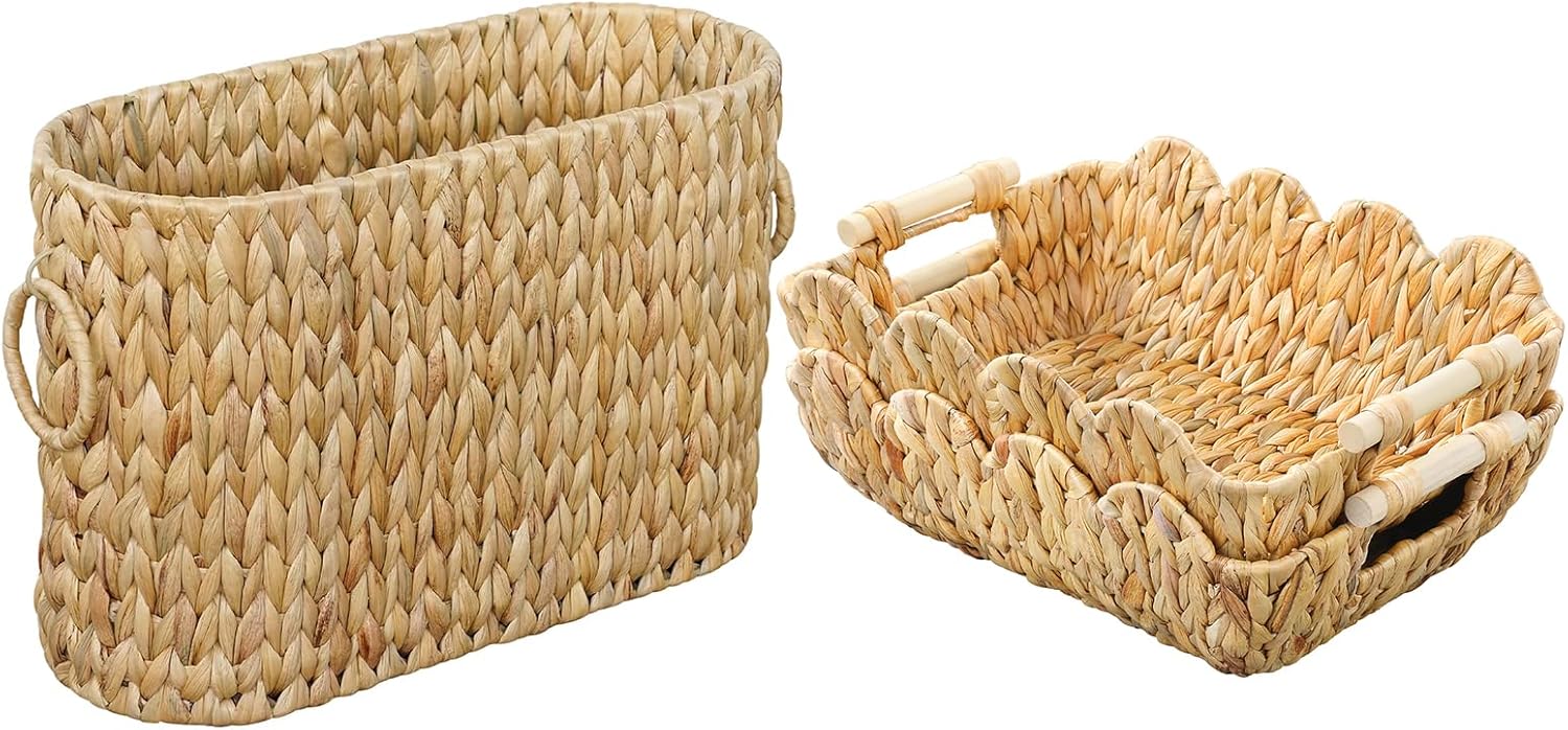Toilet Paper Storage Basket and 2 Pack Wicker Basket Set
