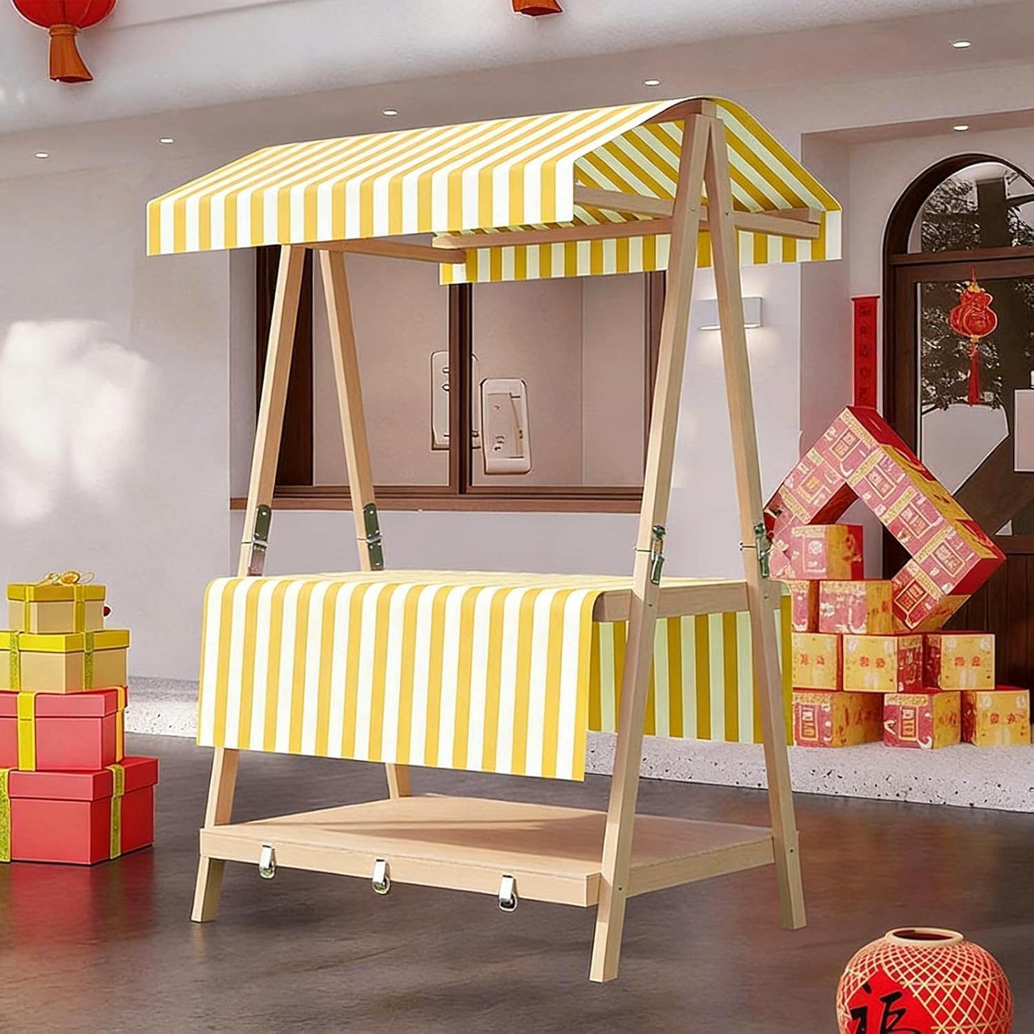 Portable Farmers Market nd - Carrello del fornitore all'aperto con la cabina pieghevole del cibo & scaffale di concessione per mercati ed eventi del cibo di strada 110cm/43.3in