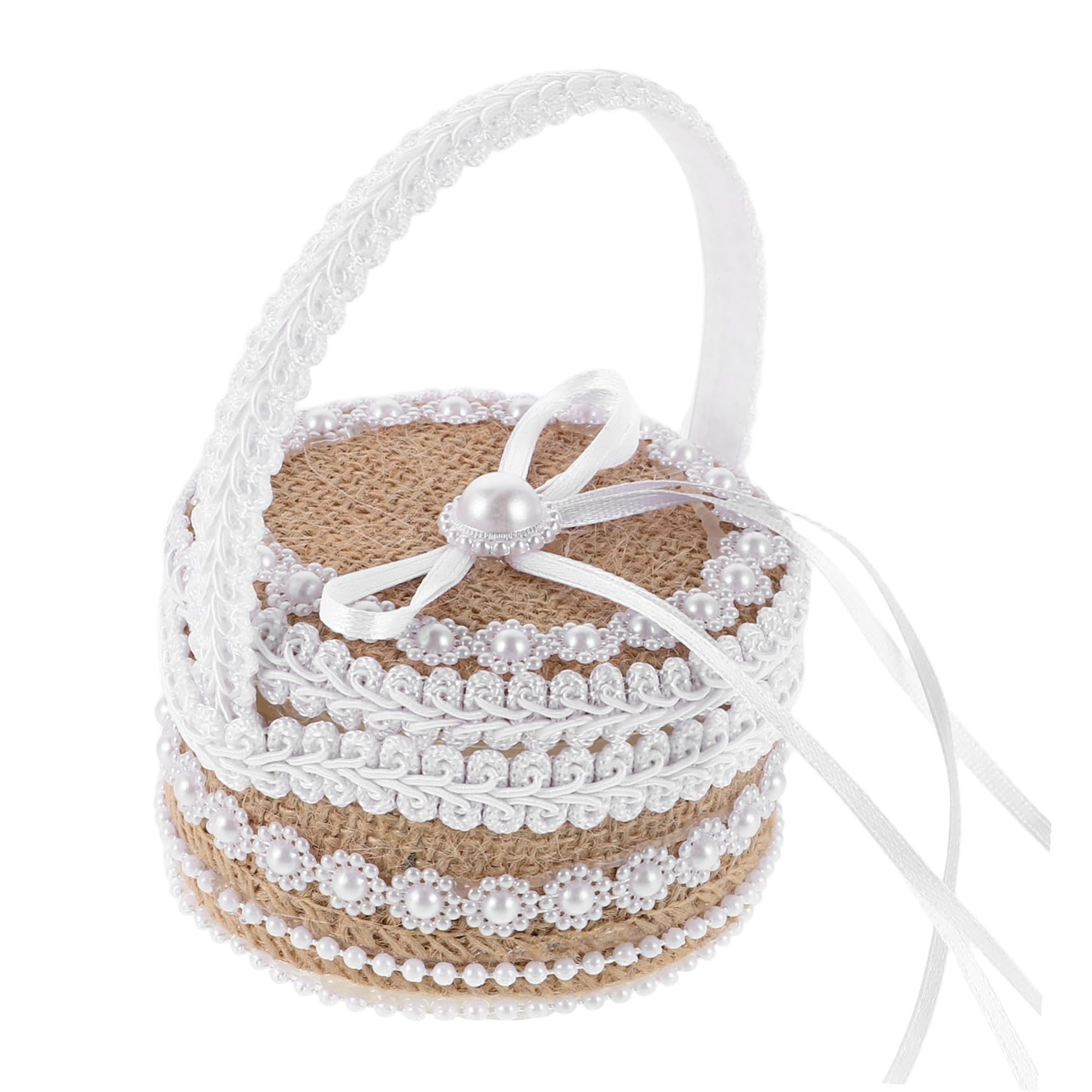 Healeved 4 Pezzi Scatola Porta Fedi Nuziali in Stile Campagna da Cerimonia Organizer Gioielli per Sposa e Damigella Design Country Romantico con Nodo Elegante Custodia Compatta per Anelli e