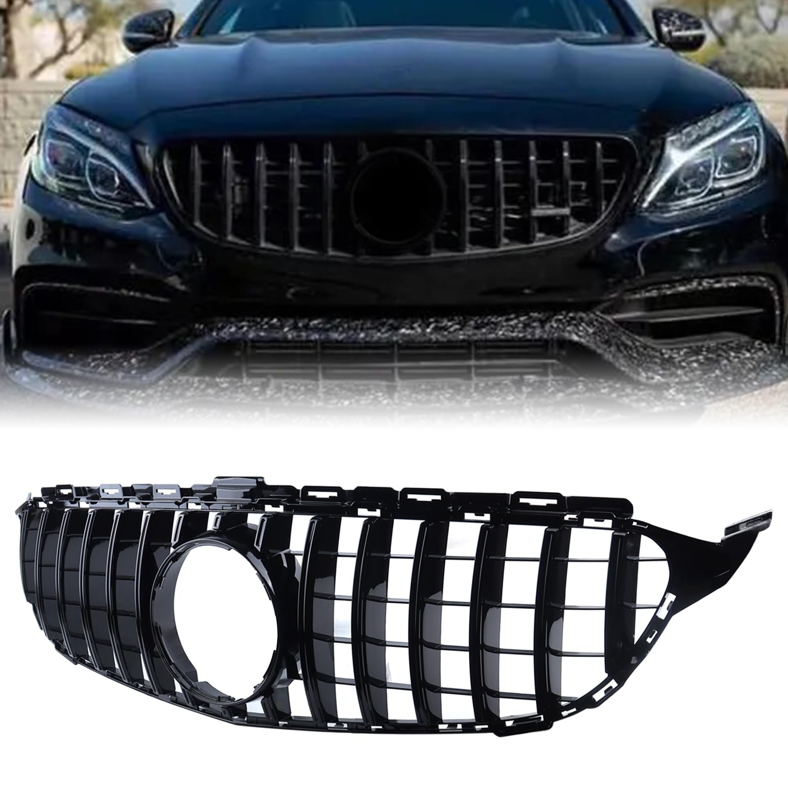 W205 Kühlergrill für Mercedes C-class W205 S205 2014 2015 2016 2017 2018 Sport Schwarz glänzend grill