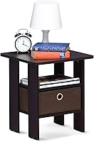 Vista 108 de Furinno- Colección Andrey- Mesa auxiliar, estación de carga con puerto USB y puerto tipo C c/compartimento de almacenamiento, 15.55 pulg ancho x