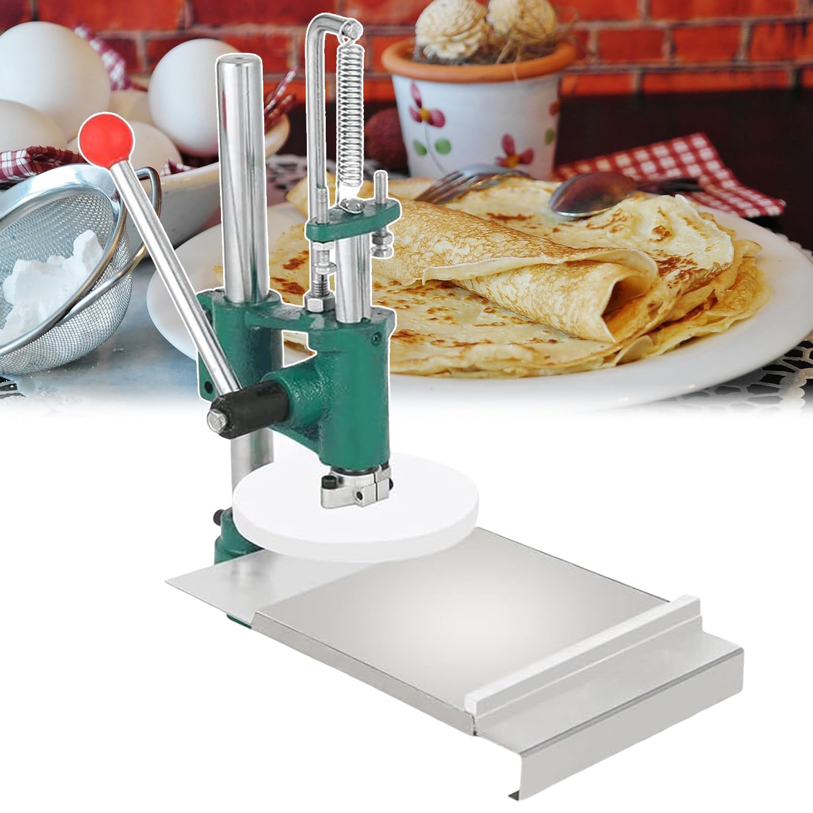 Pressa per Impasto Manuale, Rullo per Impasto, sfogliatrice per Pasta, Macchina per la Pasta, Regolazione dello Spessore dell'impasto e Altezza della Piastra, Uso Commerciale e Dom,13cm