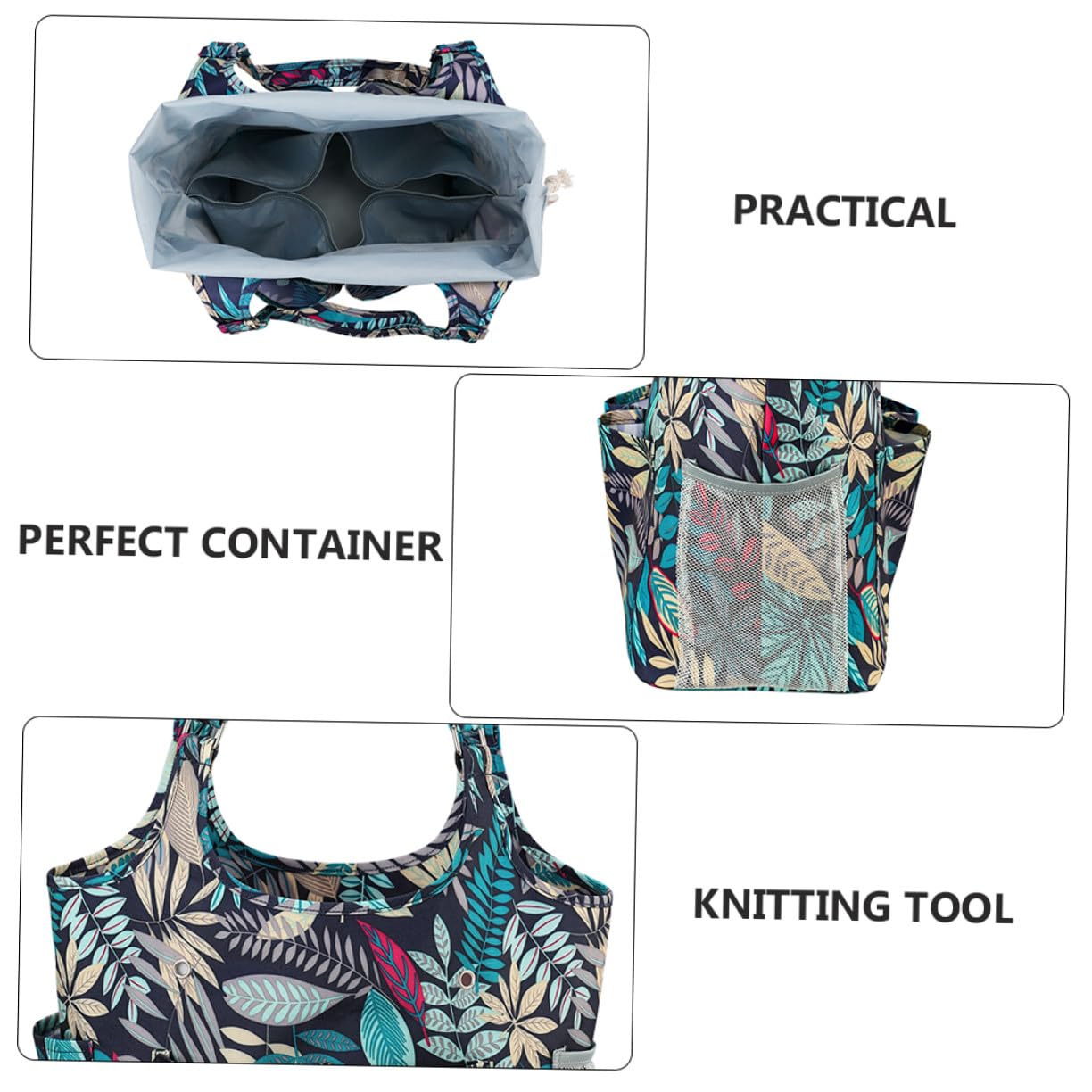 Bolsa de Almacenamiento para Tejer y Organizador de Hilo de Lana Múltiples Bolsillos, Azul, Resistente 600d Oxford, para Manualidades y Costura, Portátil y Duradera, Adecuado