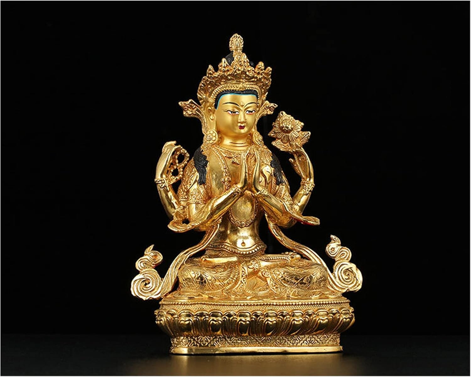8 インチ仏教祝福家族ホーム保護富効果的なゴールド Shadakshari Avalokitesvara Buddha
