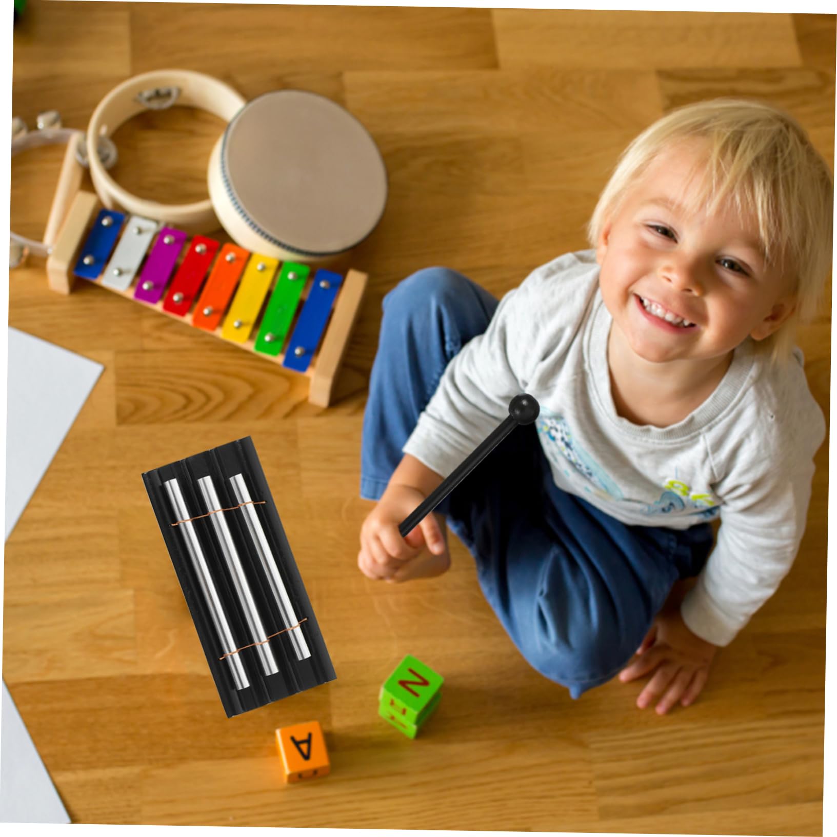 BESPORTBLE Wooden Musical Percussion Chime with Metal Tubes and Mallet Portable Wind Chime for Music Classroom Supplies Yoga and Meditation Unique Present for Music Lovers