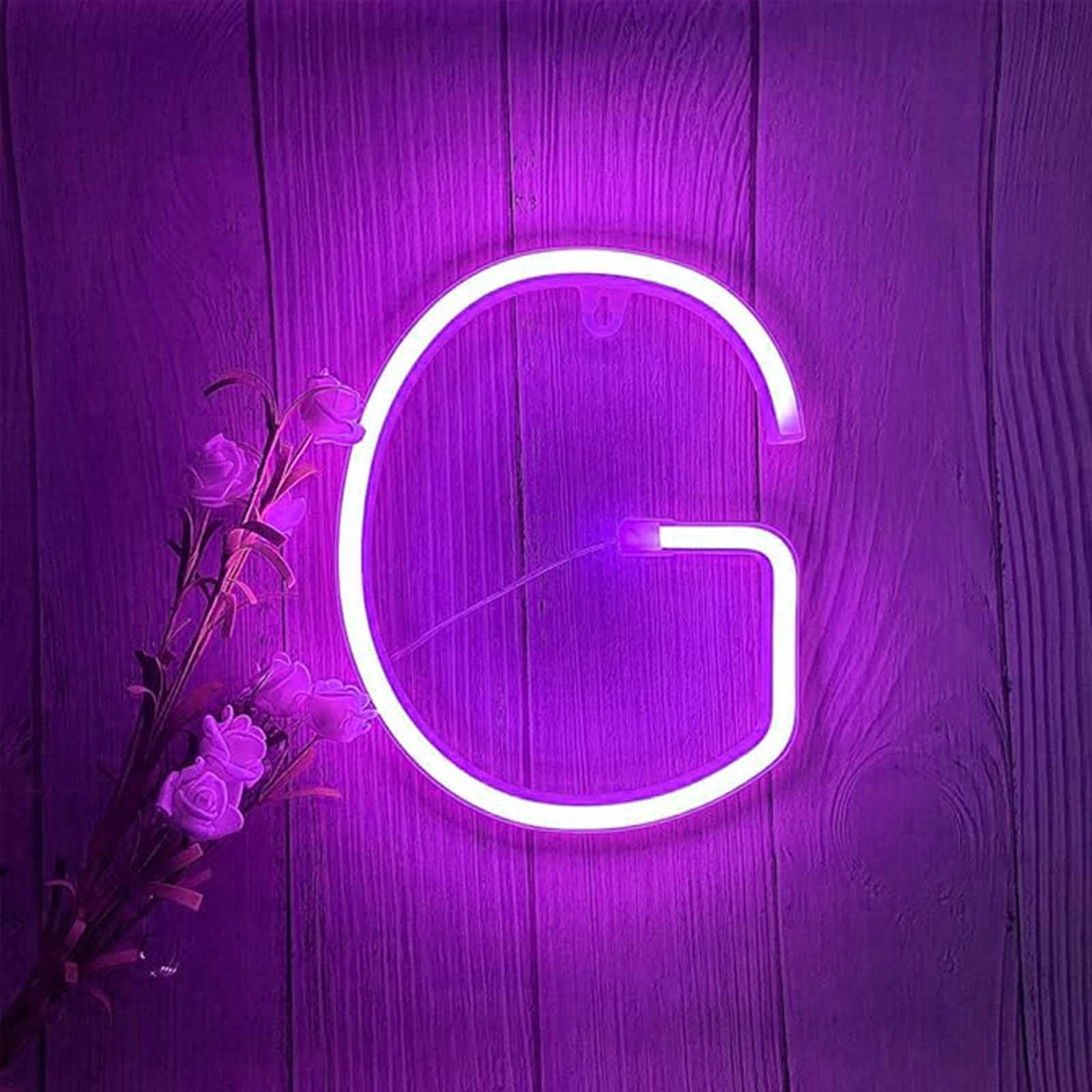 Custom Purple LED Neon Sign for Indoor/Outdoor Use - USB & Battery Powered Perfect for Wedding Receptions Bar Signs Party Backdrops Retail Displays and DIY Projects(Letters G) — image 1