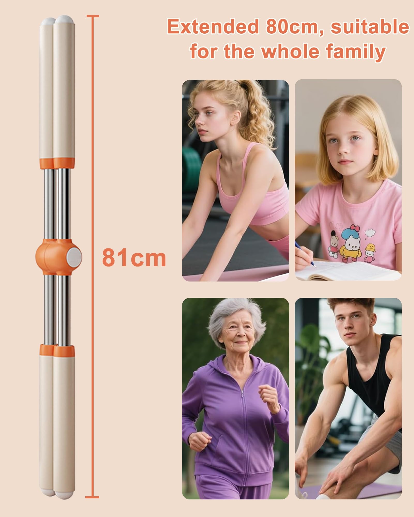 Upgraded Yoga Stange Kreuz Rücken Haltungskorrektur, Yoga Stick Gegen Buckel Haltungstrainer Stab Bodybuilding Sculpt Einstellbare Länge für Erwachsene & Kinder