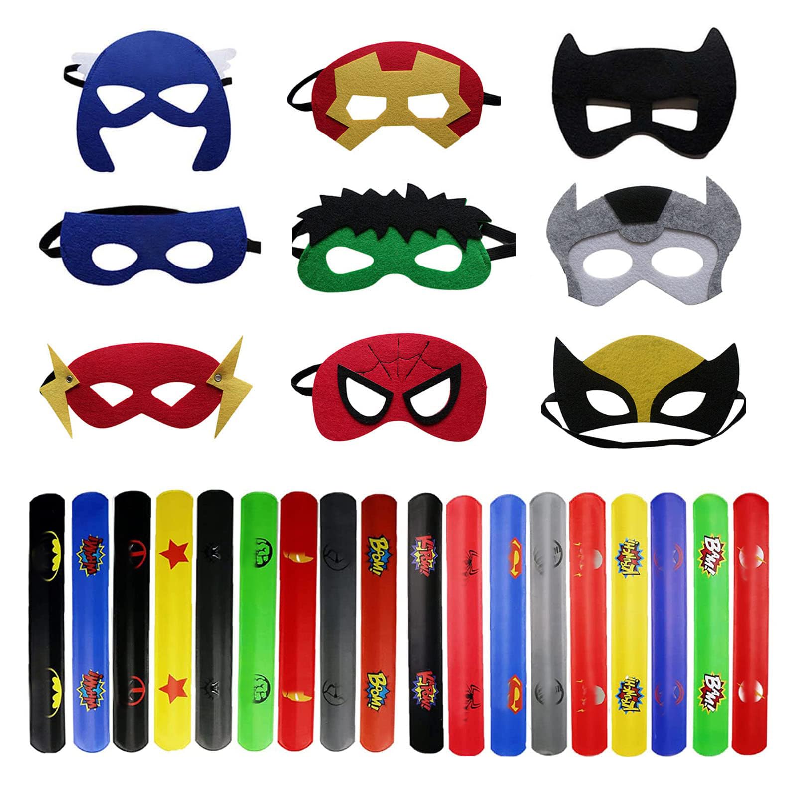 Sponsored Ad β Superhero Masks & Slap Bands for Kids Party Bags, Felt Cosplay Party Masks Bracelets, Fancy Dress Up Costume Supplies Wristband Favours Girls Boys Avengers Masquerade