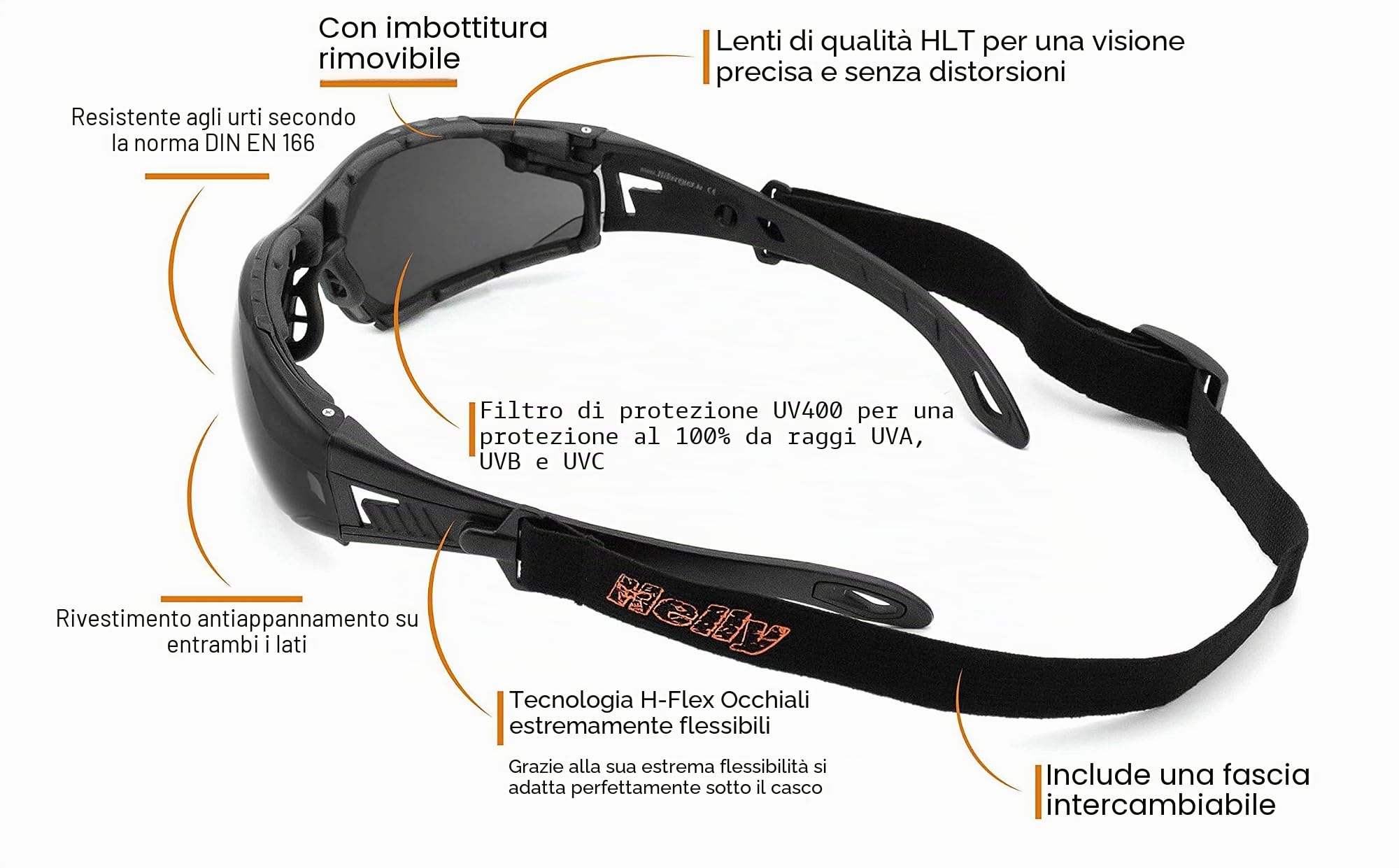 HELLY® - No.1 Bikereyes® | Occhiali da moto – Occhiali da sole per motociclista | Antiappannamento, Antivento, Infrangibili | Lenti di sicurezza HLT® | Vincitore del test*