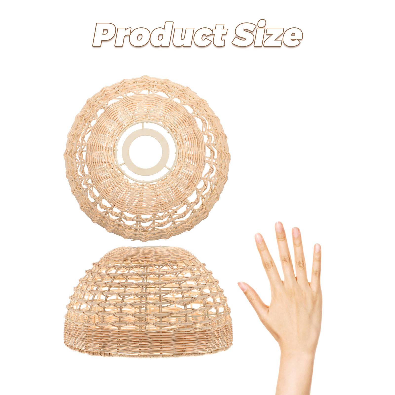 YARNOW Pantalla de Lámpara Colgante de Ratán, Pantalla de Lámpara Decorativa, Suaviza la Luz y Protege las Luces, Estilo Moderno, para Salón y Comedor, Decoración del Hogar