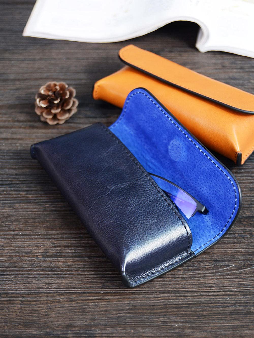 Brillenetui Sonnenbrillen Etui Glasses Case Sunglasses Case Ledergläser Fall, Tragbare Frauen, Rindsleder, Sonnenbrille, Aufbewahrungsbox, Brille Tasche Für Männer-Wachs