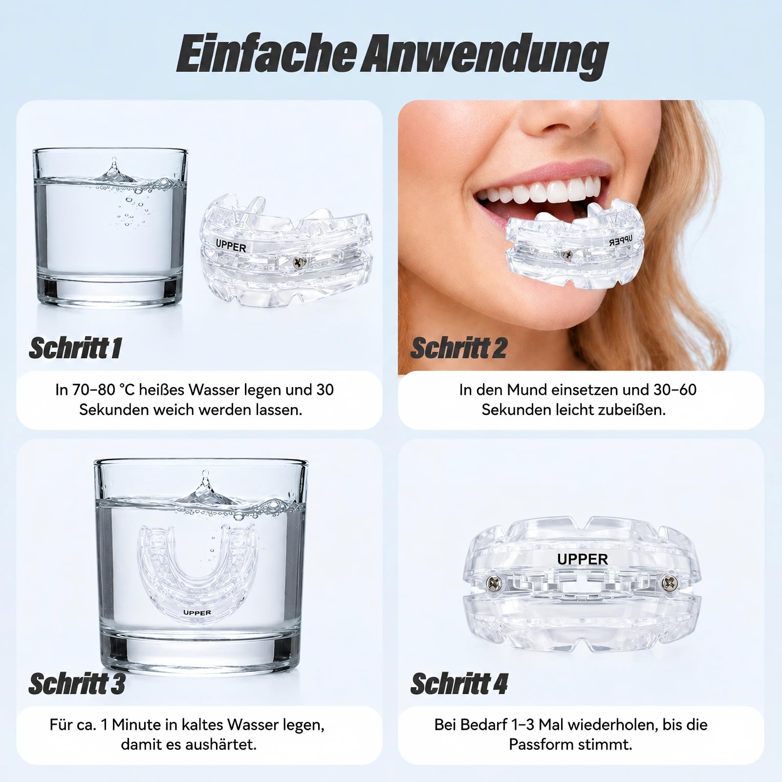 Schnarchstopper Anti Schnarch, Schnarchschiene Gegen Zähneknirschen und Schnarchen für MäNner Und Frauen(Weiß)