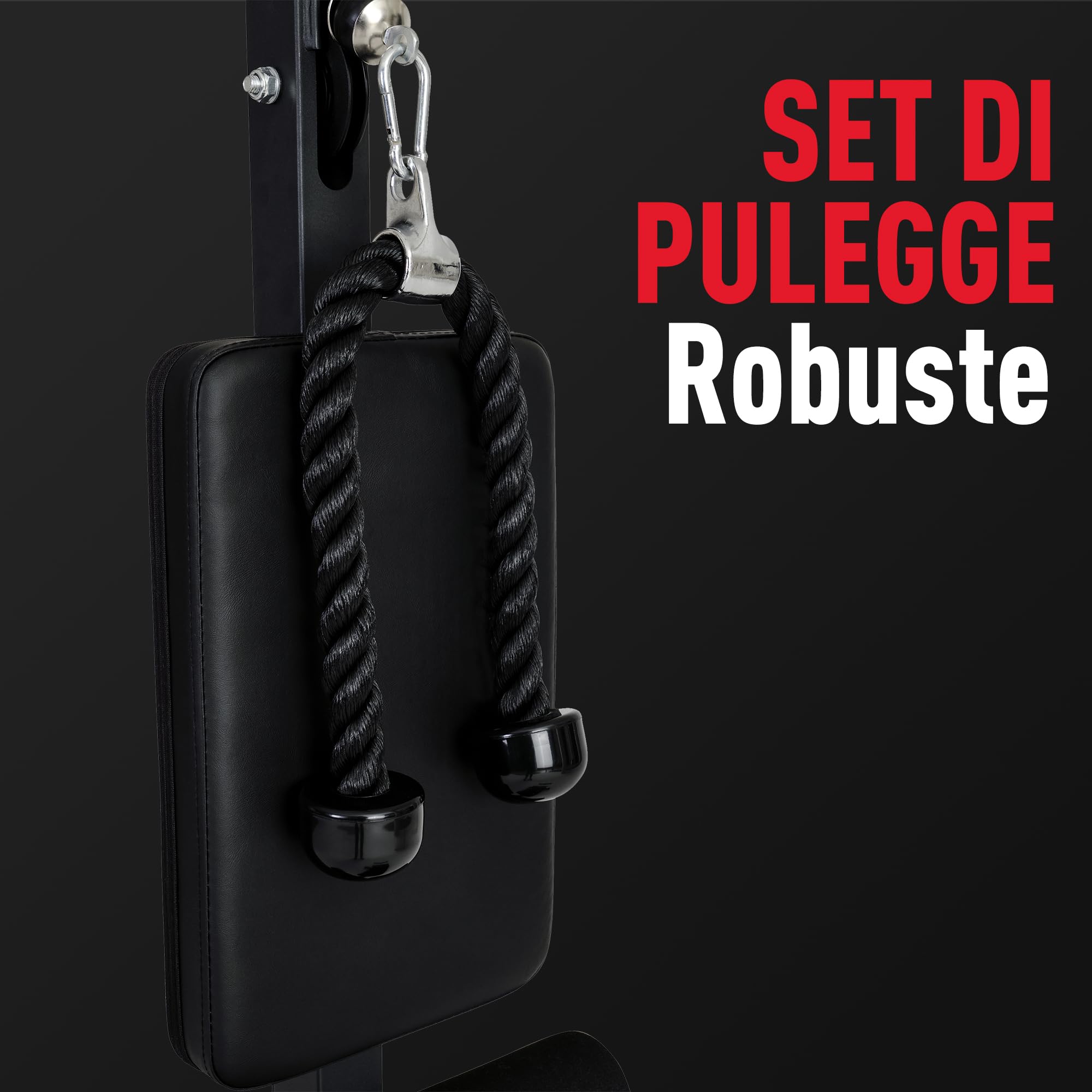 Ultrasport Newest edition - Torre di trazione, robusto sistema a fune con puleggia silenziosa, stazione di trazione, per la casa, con asta per tricipiti e asta per bicipiti, peso utente fino a 100 kg