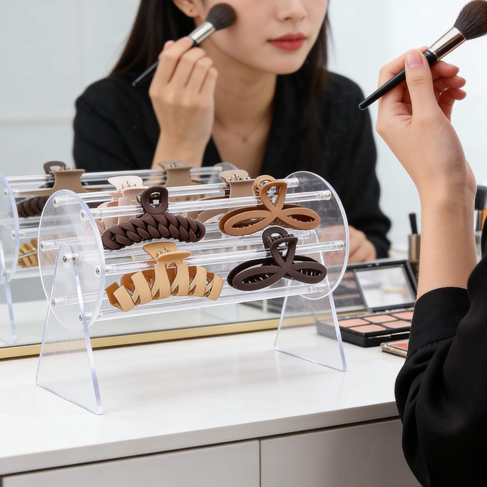 Porta Mollette Capelli - Organizer Per Fermagli A Pinza - Organizer Per Fermagli Per Capelli In Acrilico Girevole A 360° - Espositore Per Cerchietti Per Capelli - Porta Cerchietti Bambina
